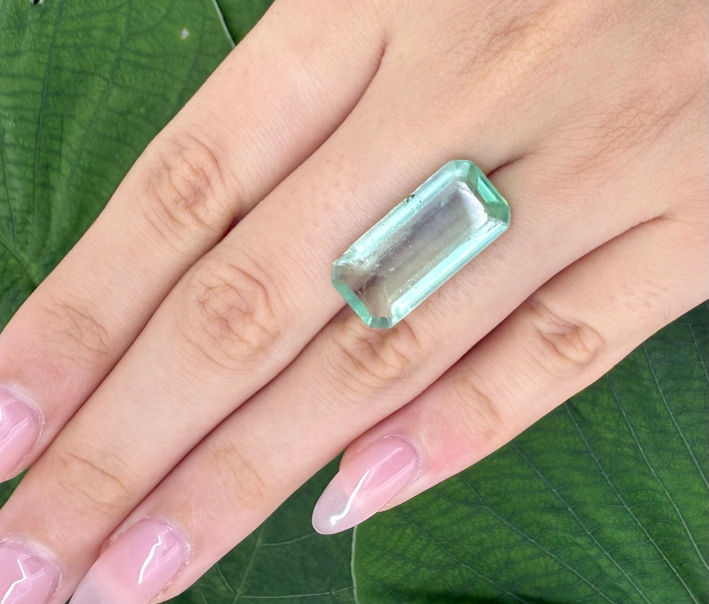 Pastel Green Hues Fluorite Emerald cut 13.47 Ct