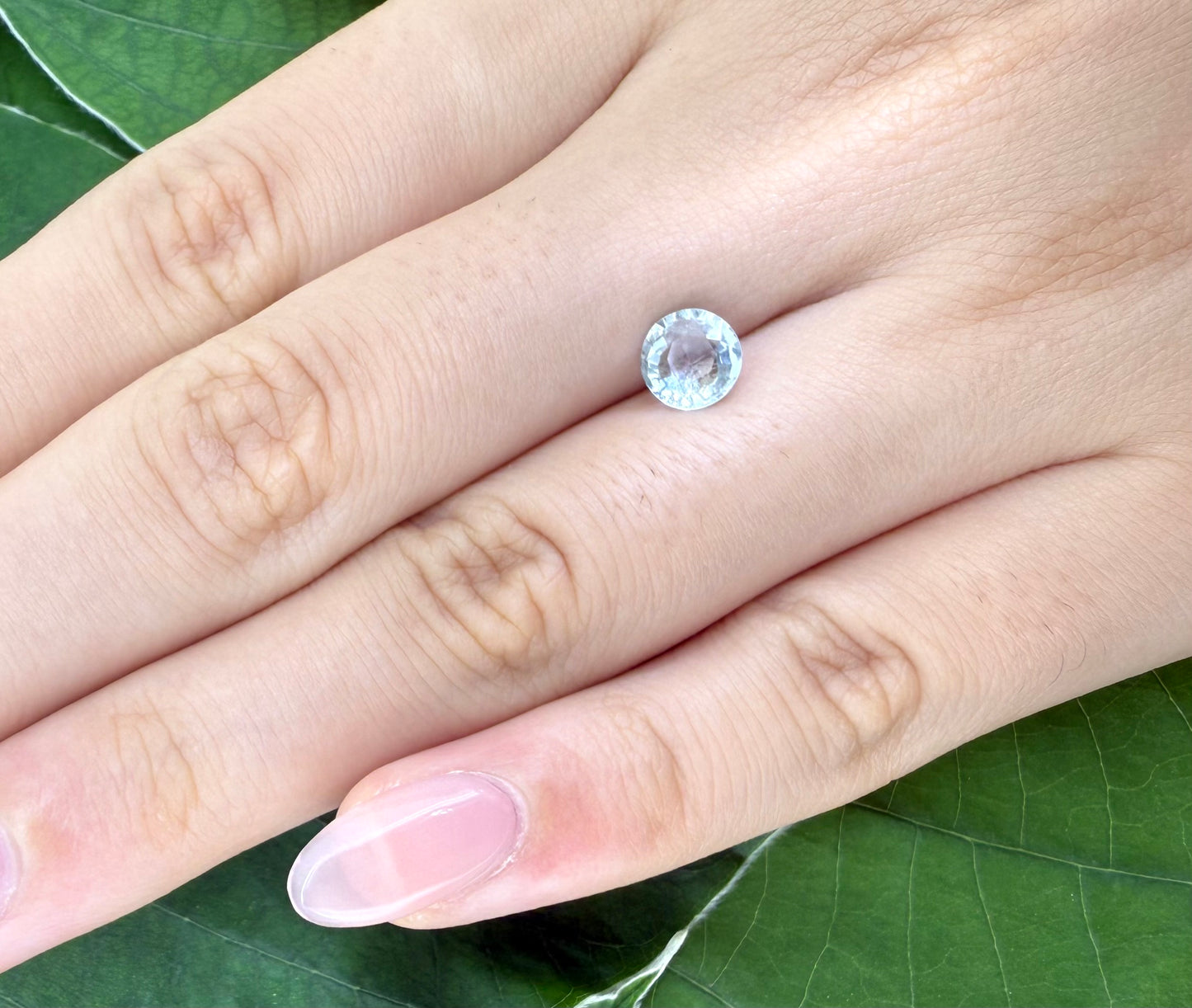 Very Pale Turquoise Aquamarine Round 0.8 Ct