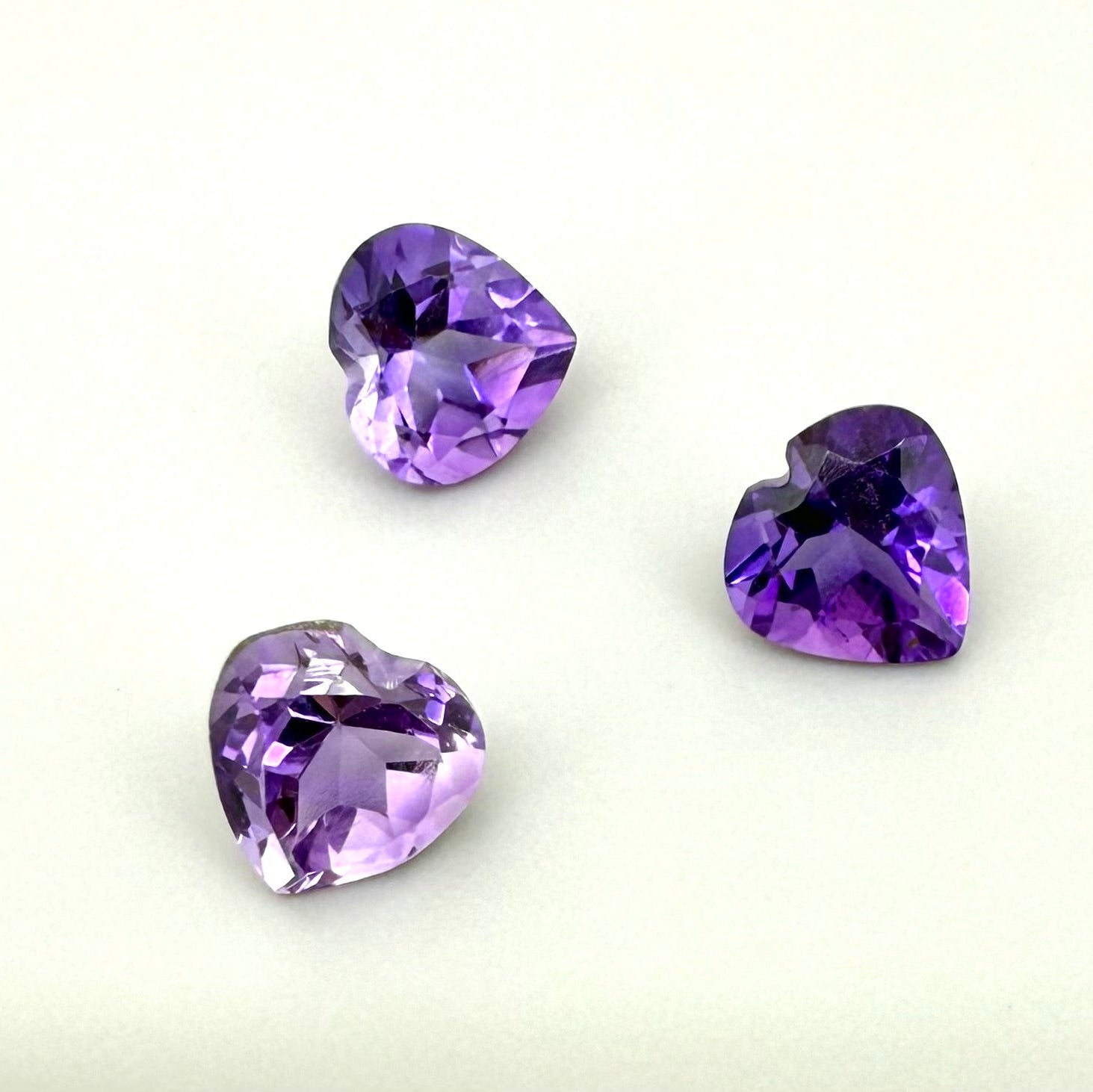 Natural Purple Pink Amethyst gemstone set, heart shape