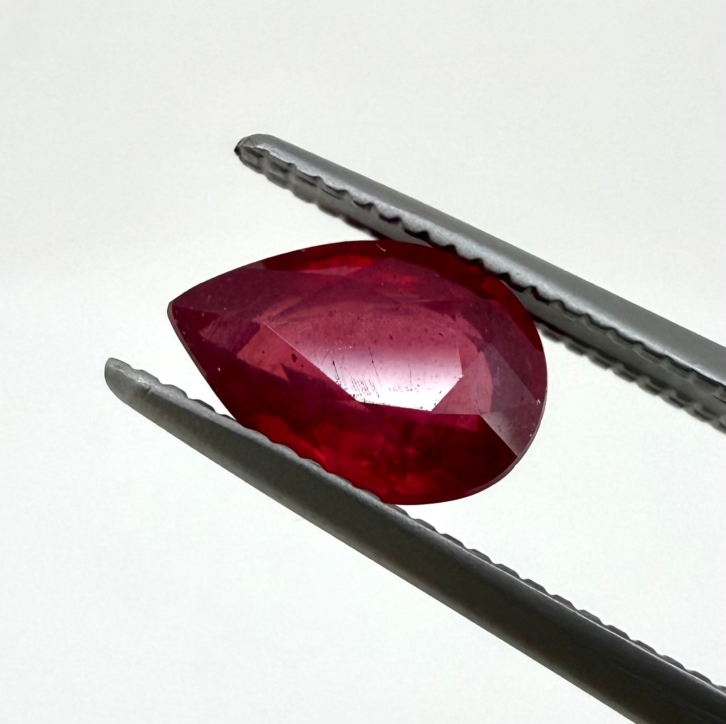 Pinkish Red Ruby Pear 1.26 Ct