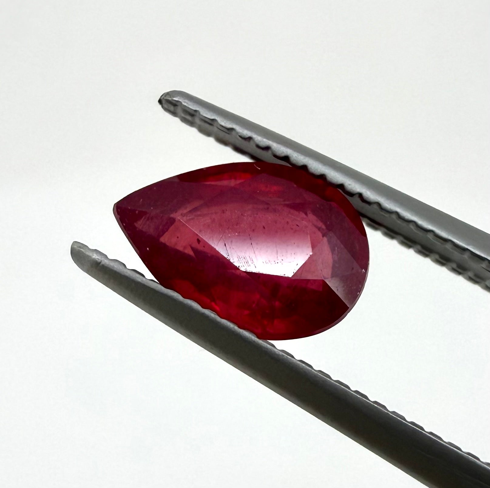 Natural Pinkish Red Ruby gemstone, pear cut