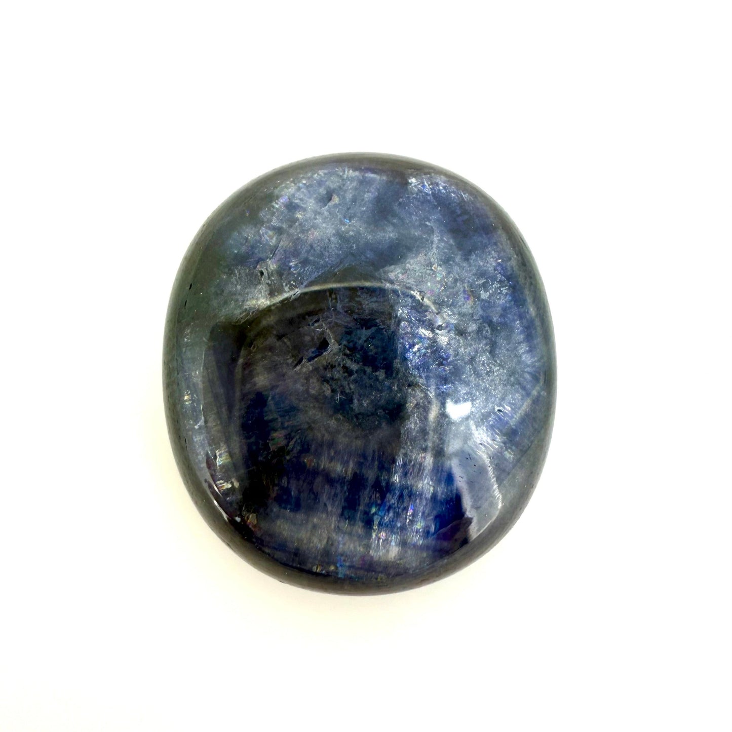 Big Blue Hues Marbled Sapphire Cabochon Silky Sheen 26.9 Ct