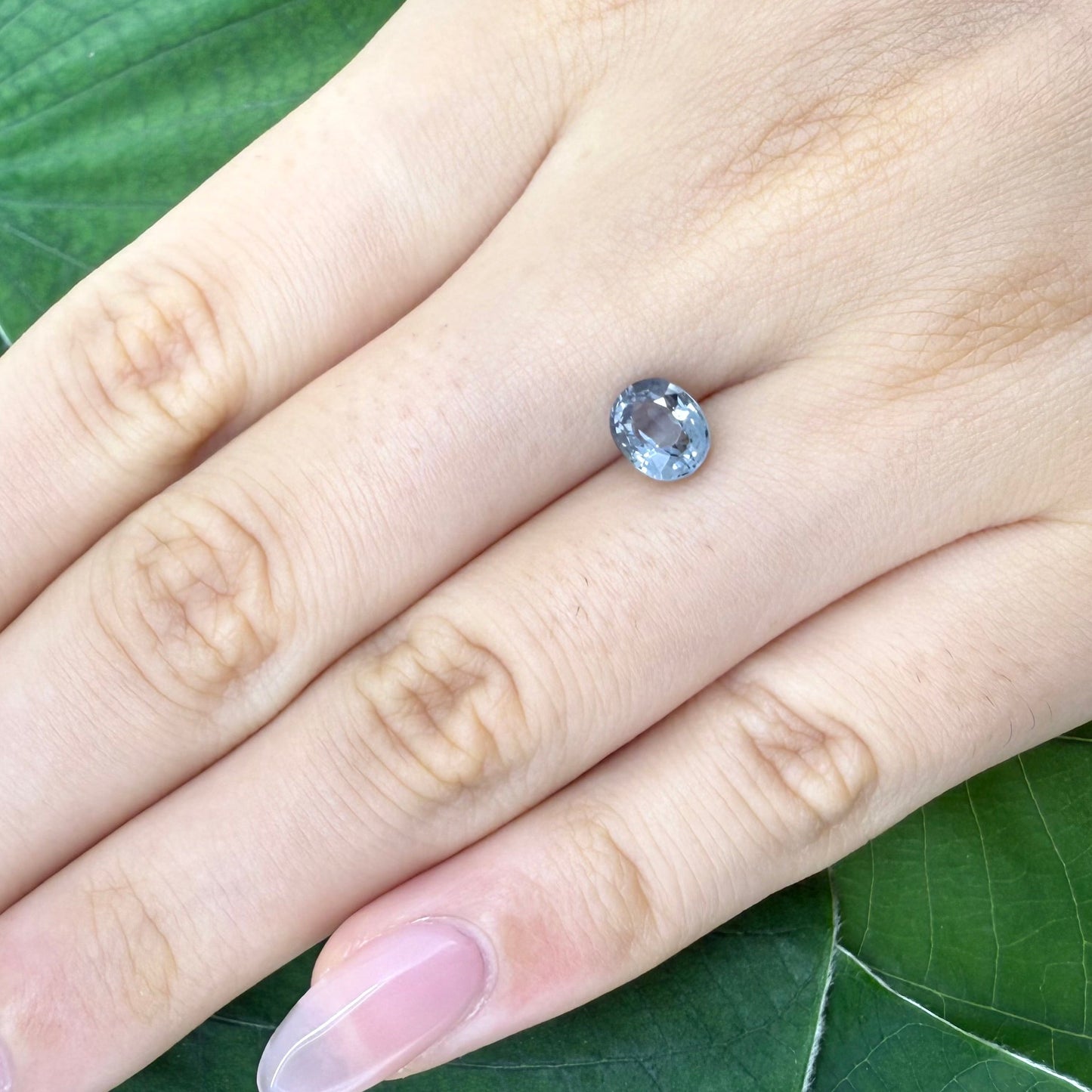 Natural Pale Green Blue Spinel gemstone, oval cut