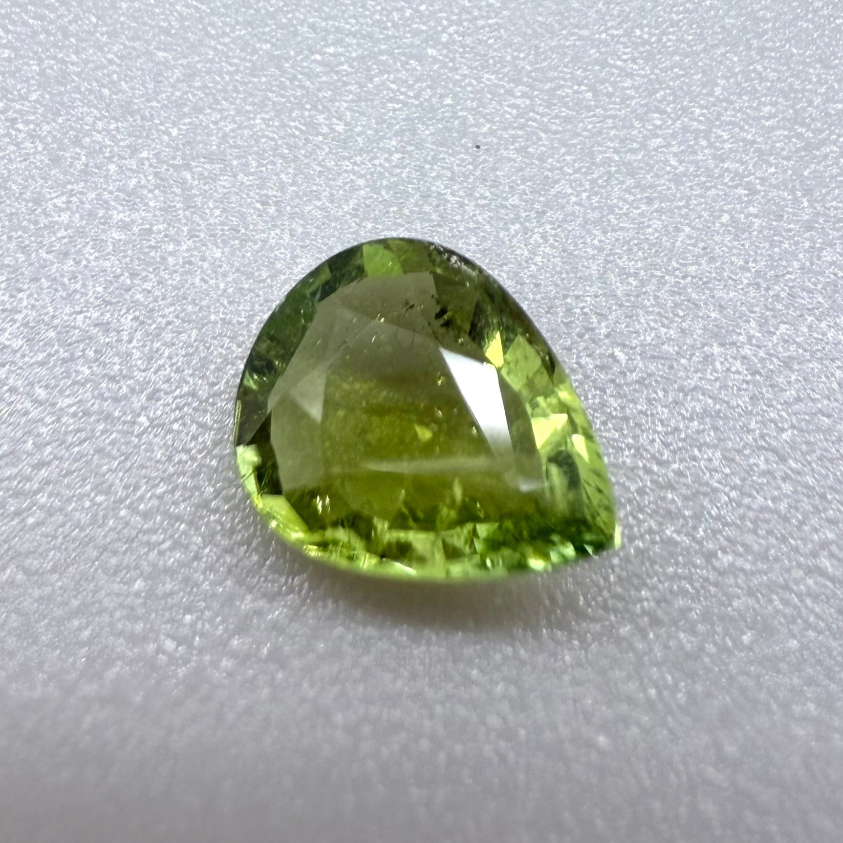 Natural Yellowish Green Tourmaline gemstone, pear cut