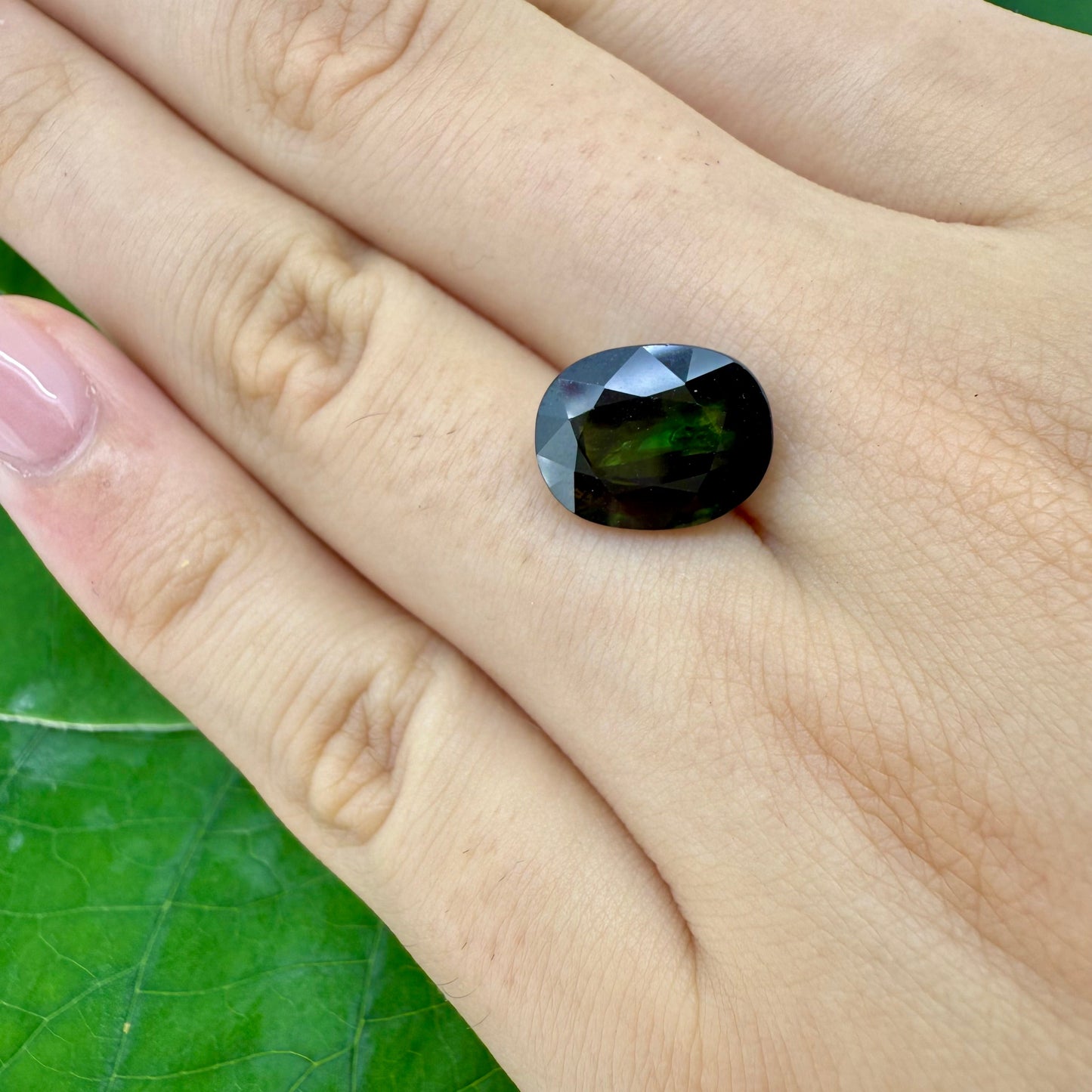 Natural Green Sapphire gemstone, cushion cut