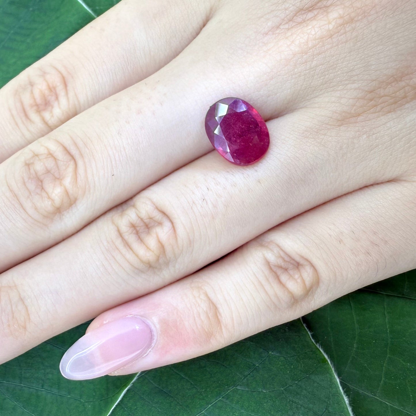 Natural Purplish Red Ruby gemstone, oval cut