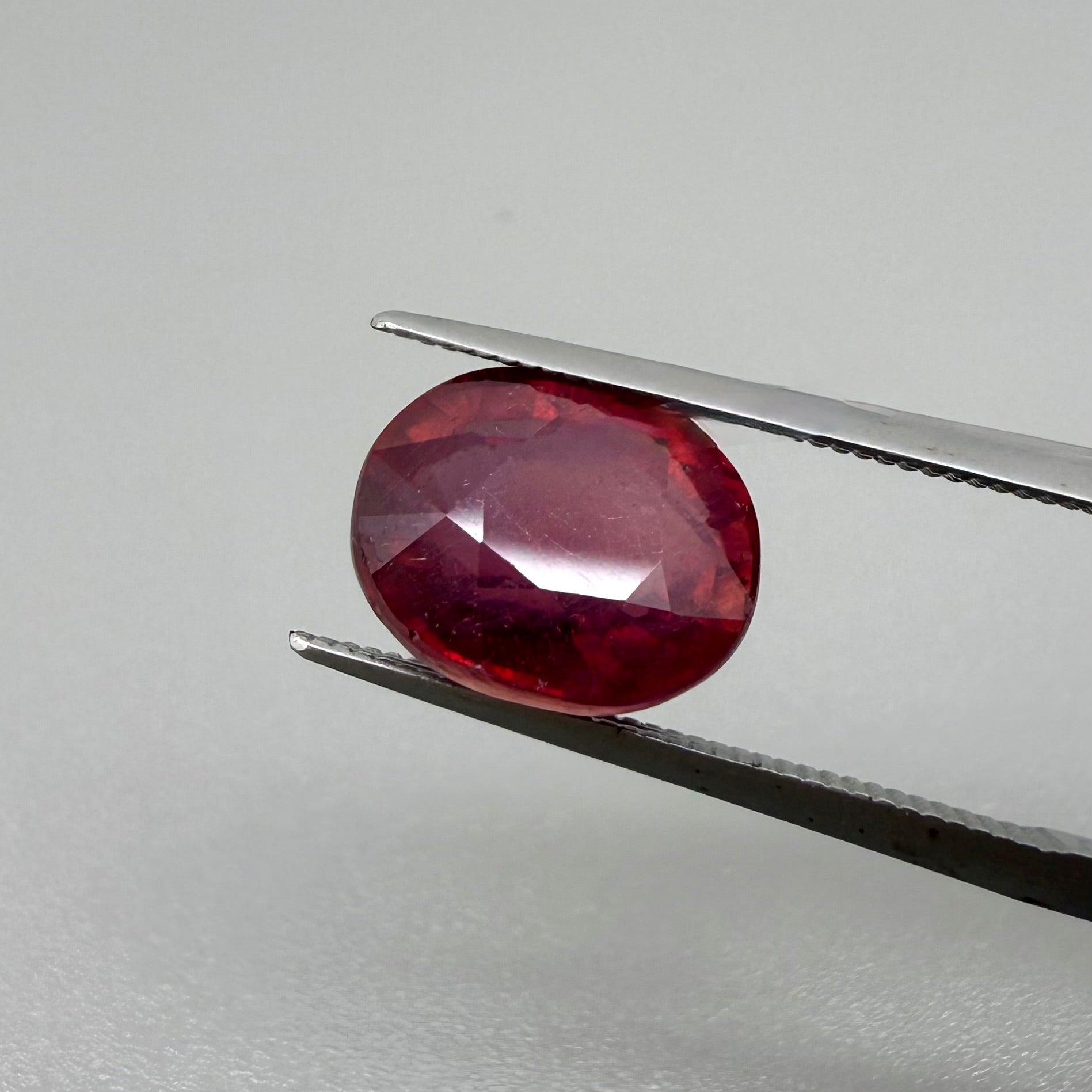 Natural Pinkish Red Ruby gemstone, oval cut