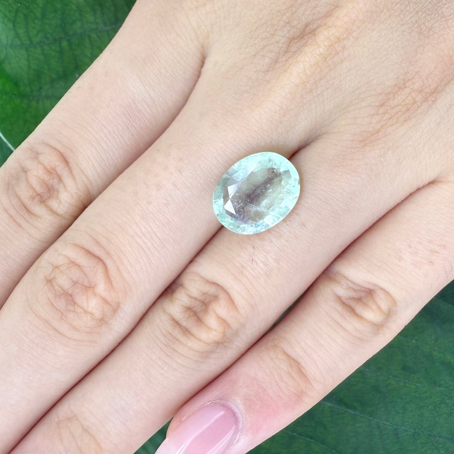 Loose Pale Turquoise Apatite gemstone, oval cut
