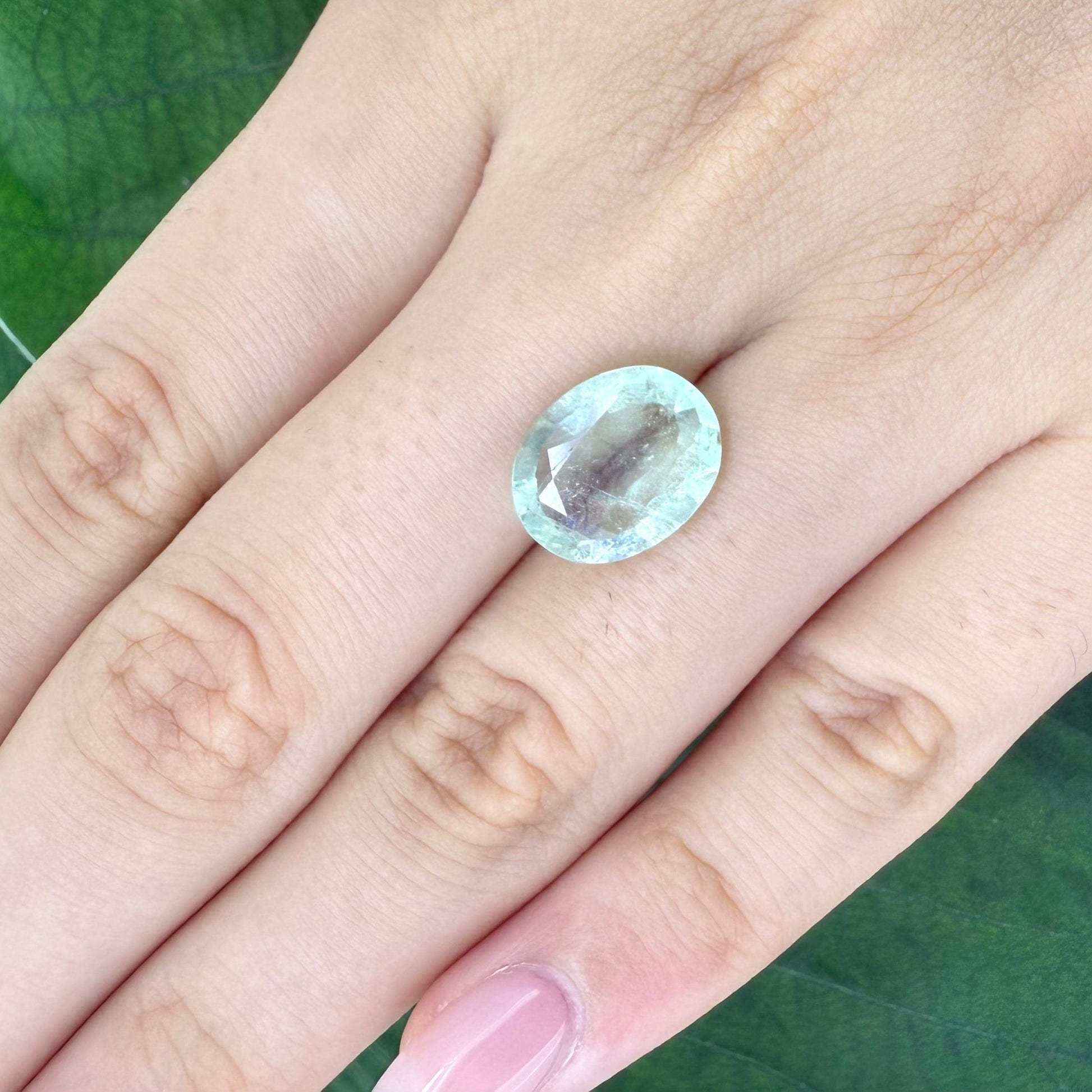 Loose Pale Turquoise Apatite gemstone, oval cut