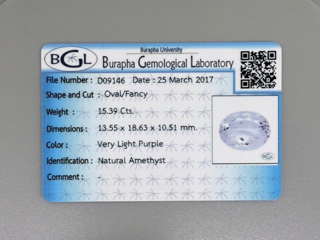 Huge Very Pale Purple Amethyst Oval/Fancy - 15.39 Ct