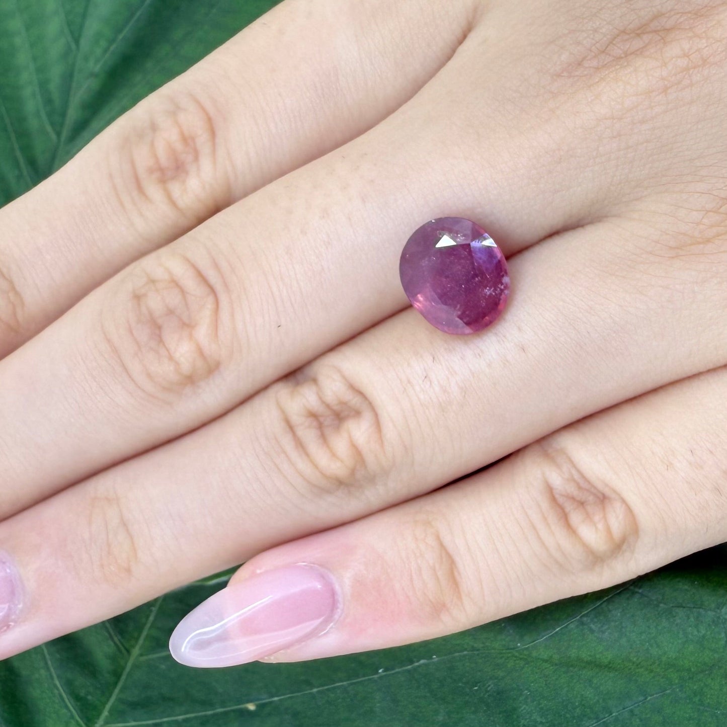 Natural Pinkish Red Ruby gemstone, oval cut
