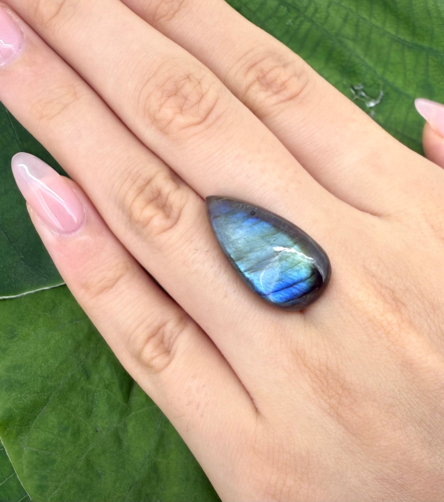 Multi-Color (Blue, Green, Golden-Brown Hues) Labradorite Pear Blue Silky Sheen 14.93 Ct