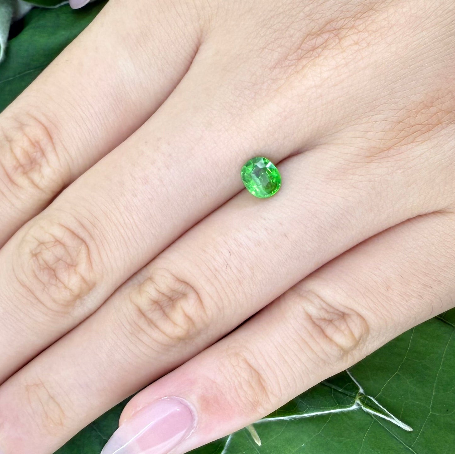 Natural Vibrant Green Tsavorite gemstone, oval cut