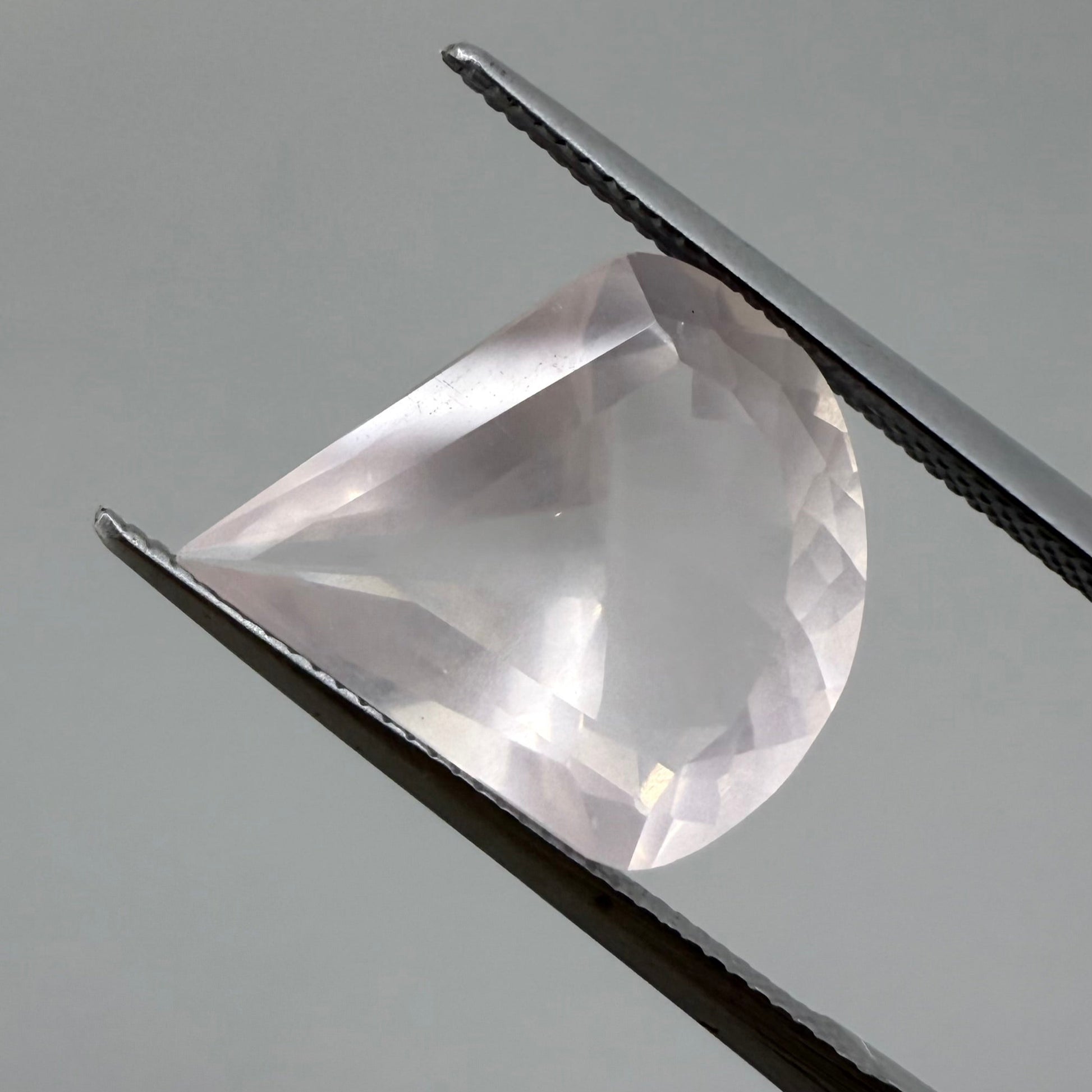 Loose Pale Pink Rose Quartz gemstone, fancy pear cut
