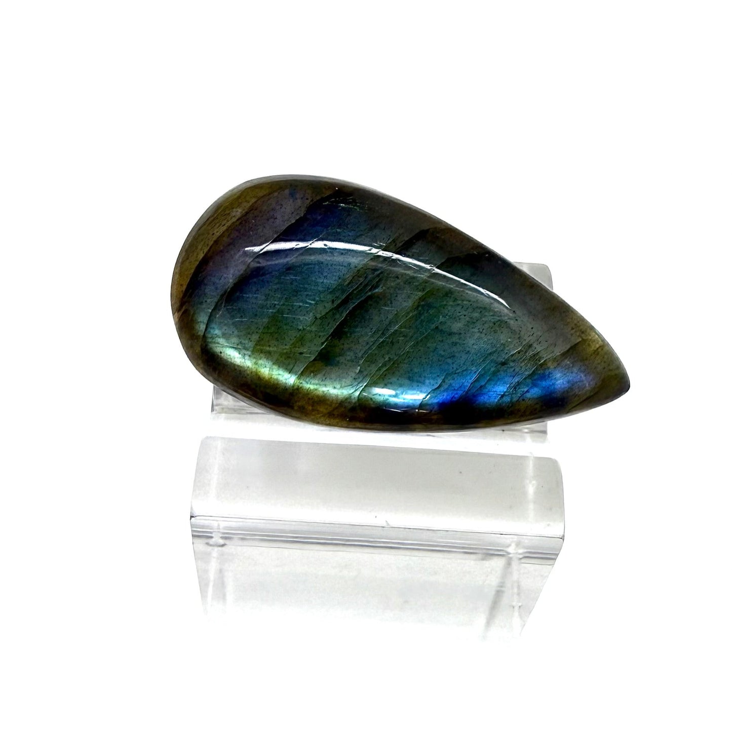 Multi-Color (Blue, Green, Golden-Brown Hues) Labradorite Pear Blue Silky Sheen 14.93 Ct