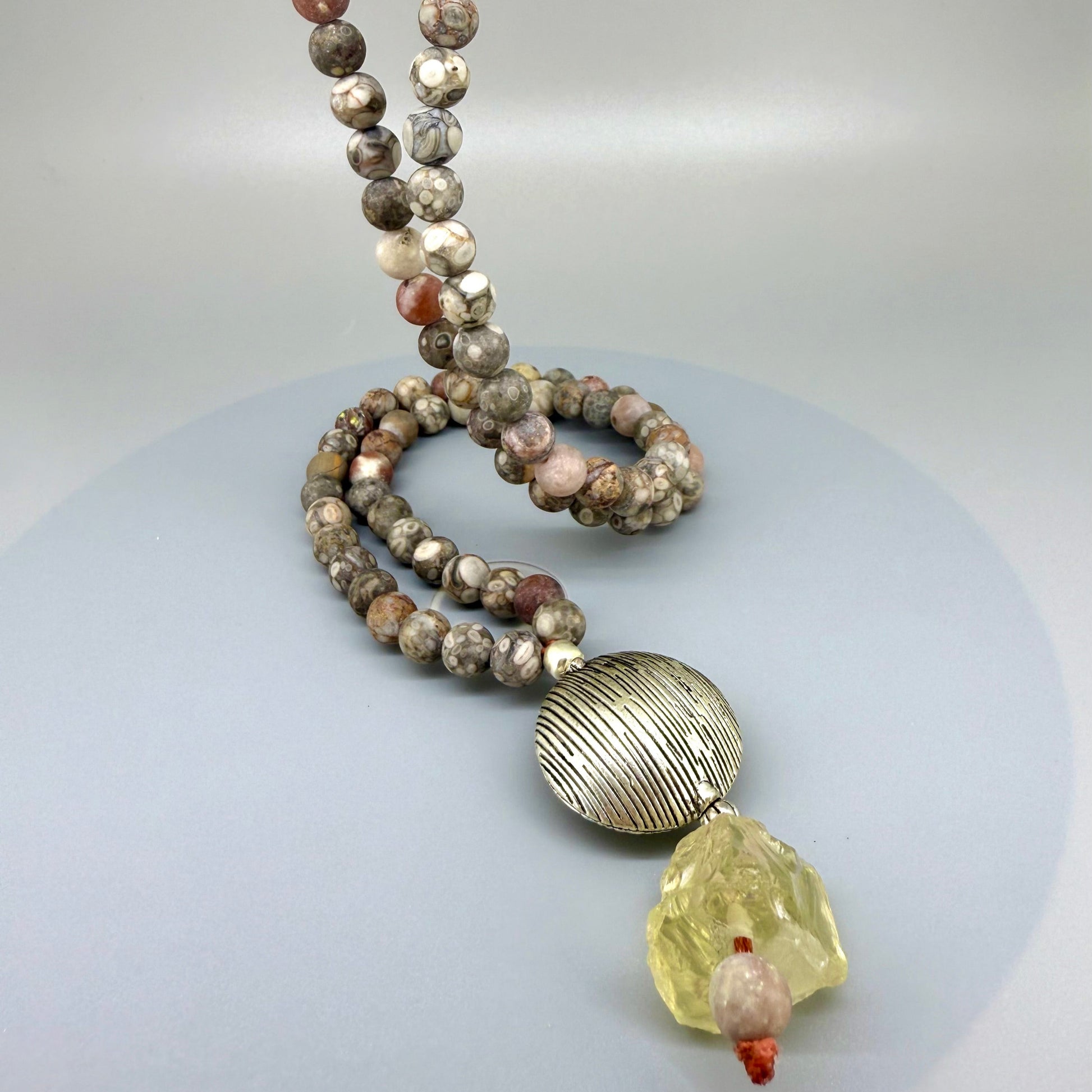 Maifanit Mala necklace – natural gemstone beads, handmade meditation jewelry