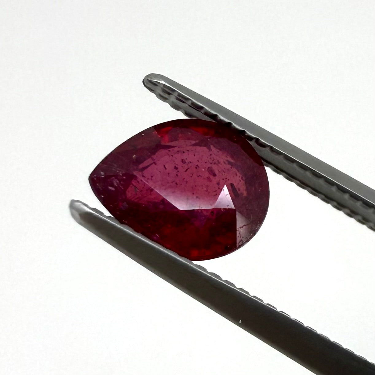 Pinkish Red Ruby Pear 1.18 Ct