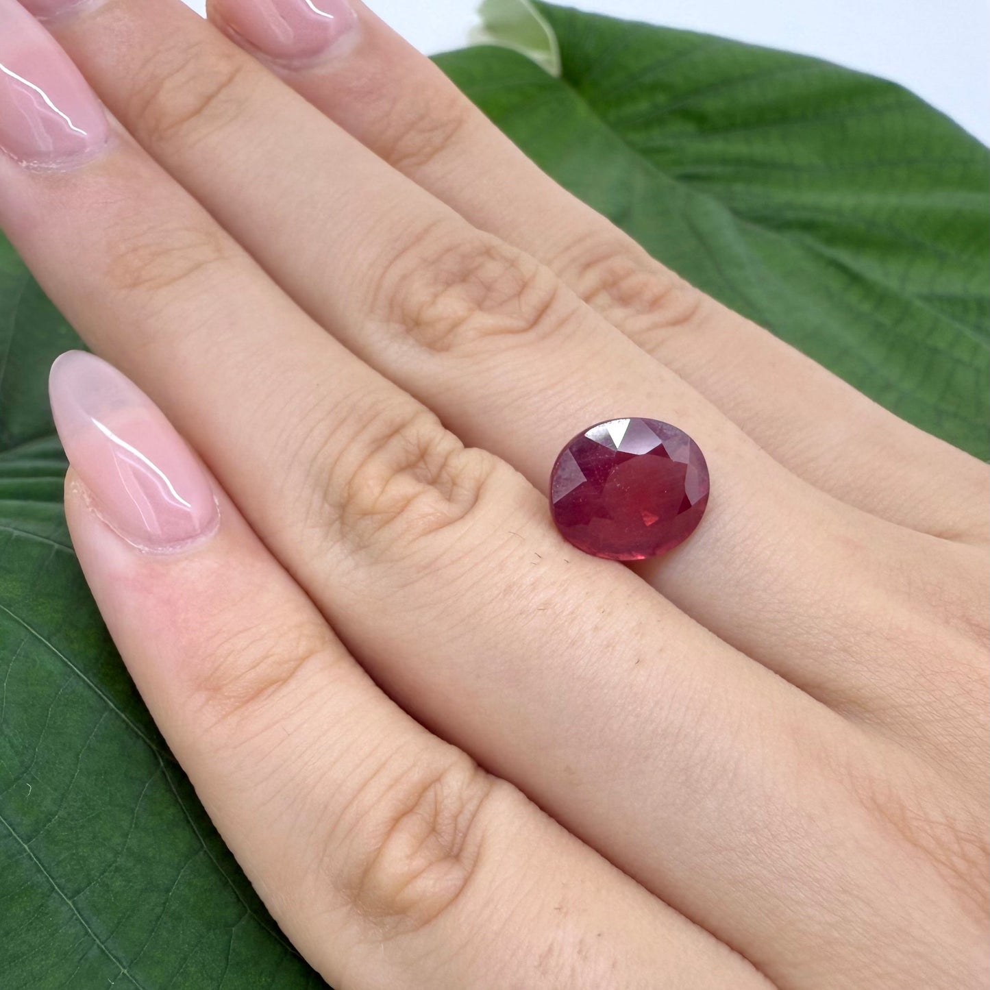 Natural Purplish Red Ruby gemstone, oval cut