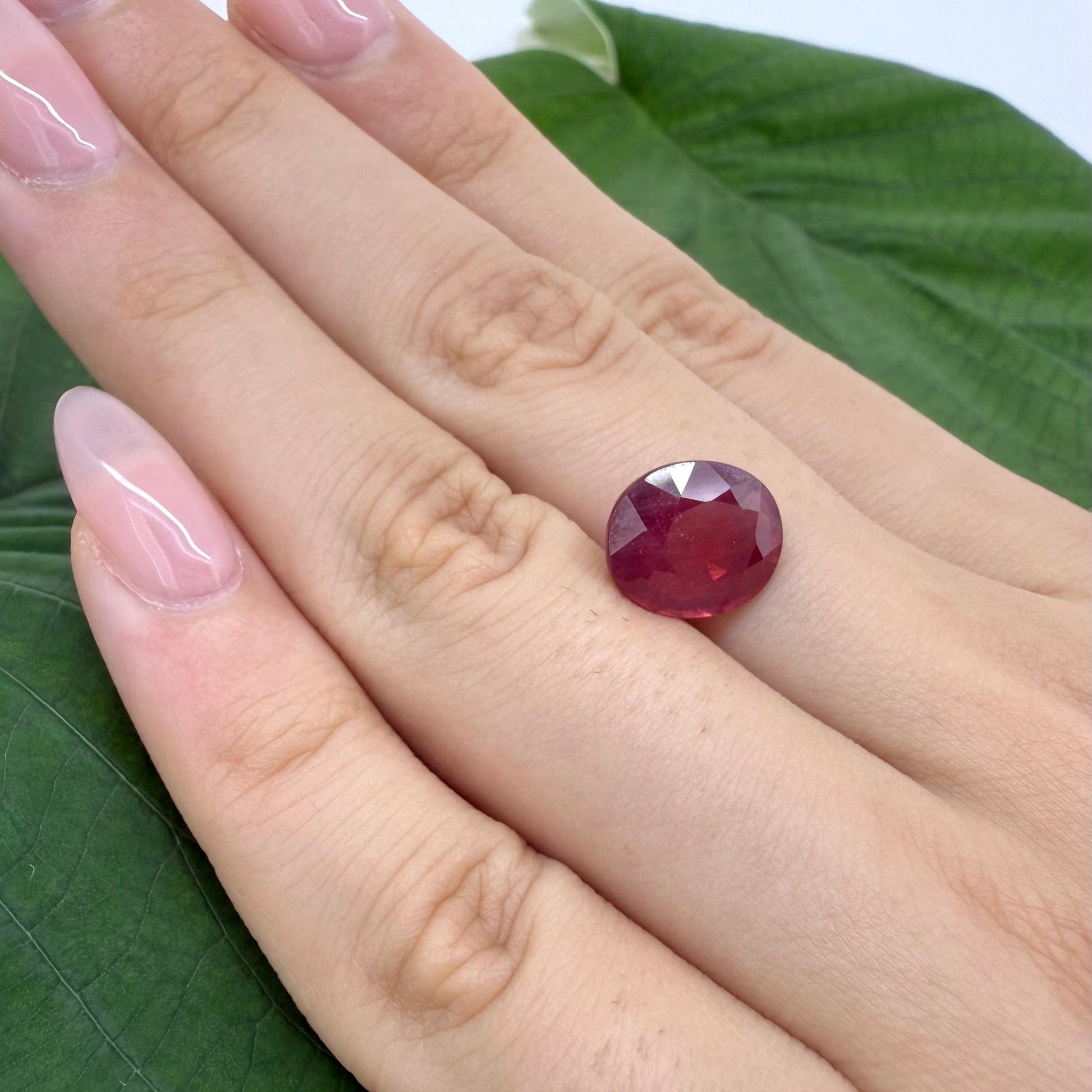 Natural Purplish Red Ruby gemstone, oval cut