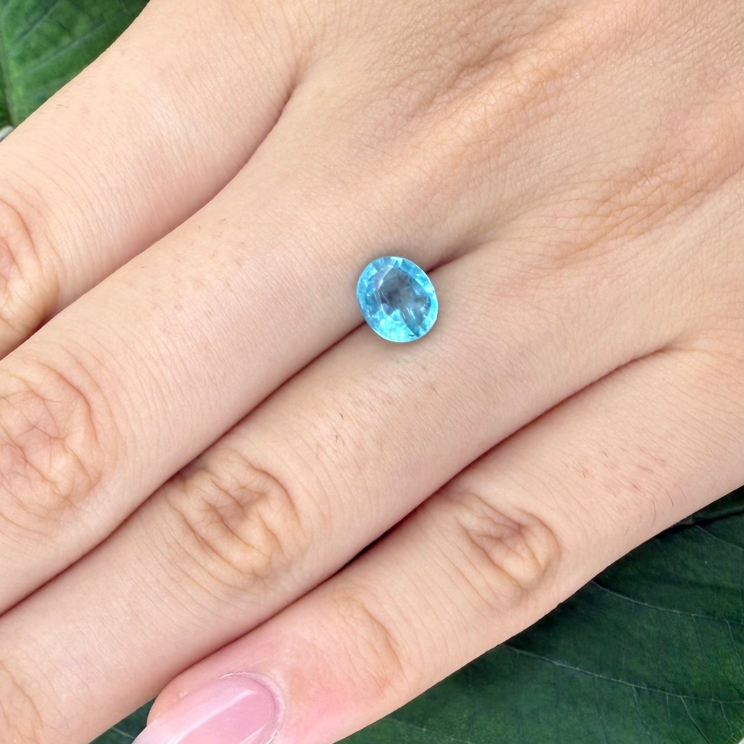Natural Vibrant Blue Apatite gemstone, oval cut