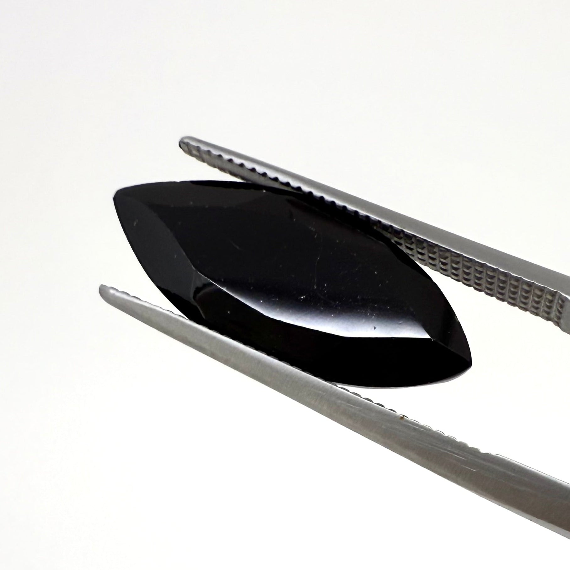 Natural Black Onyx gemstone, marquise cut