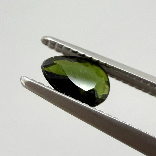 Natural Moss Green Tourmaline gemstone, pear cut