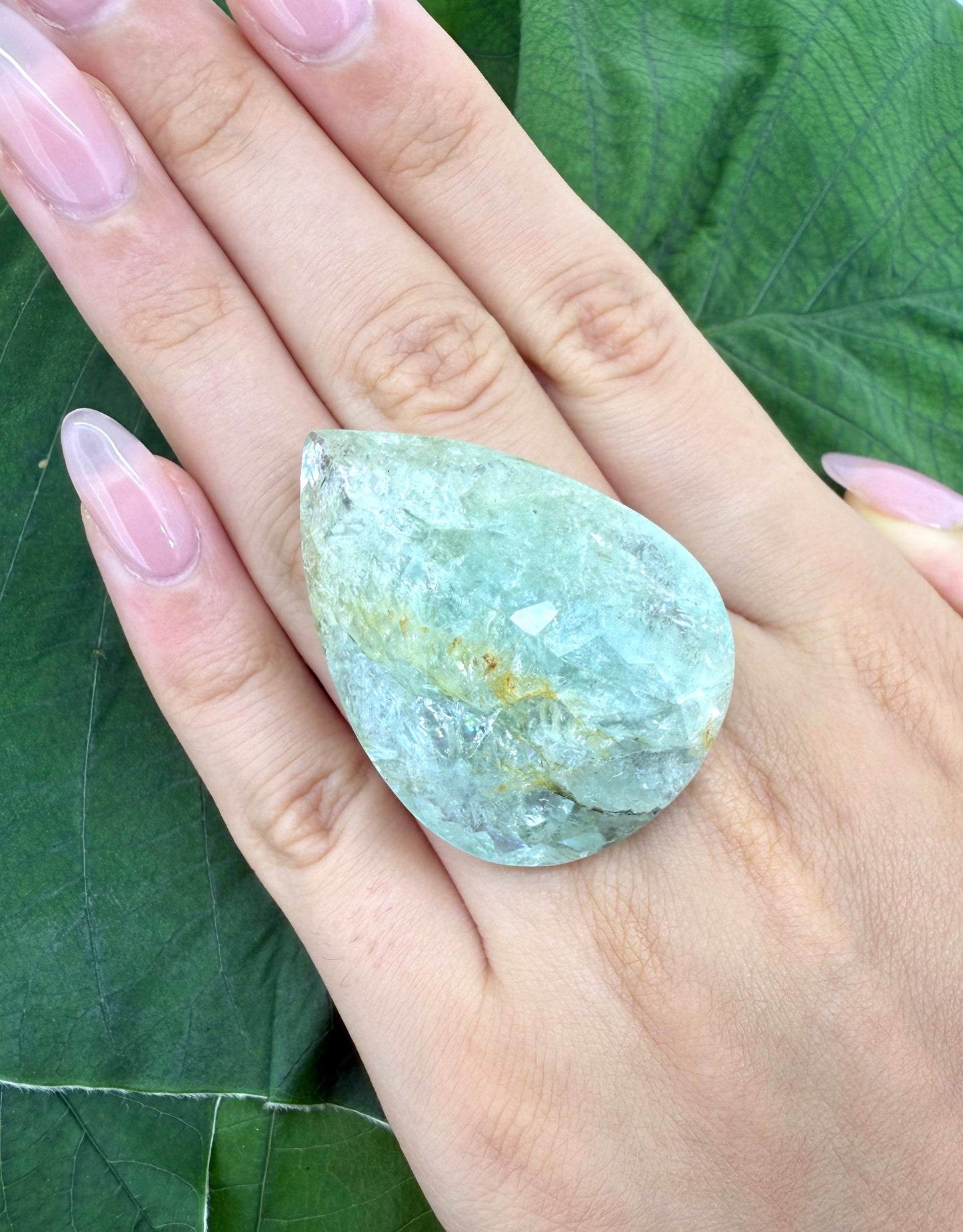 Huge Green Hues Aquamarine Pear 96.8 Ct