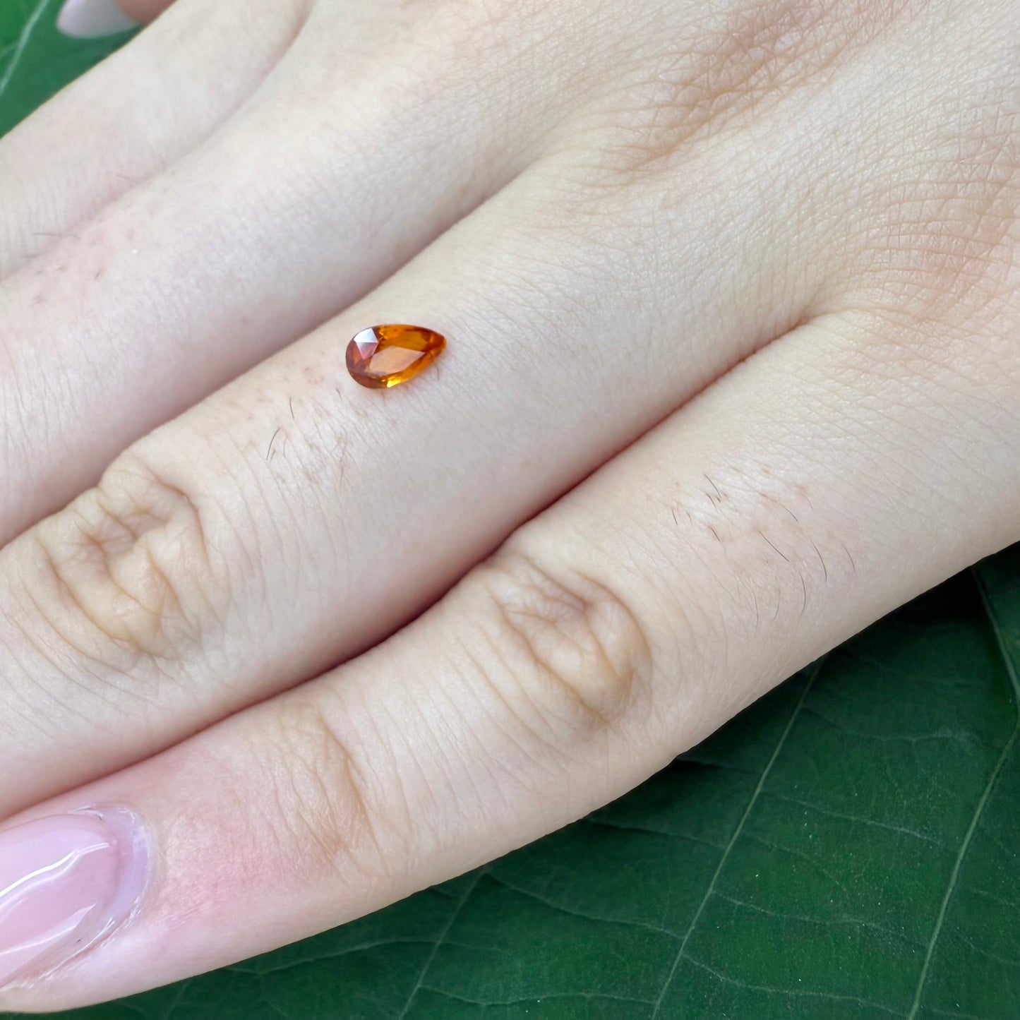 Natural Fiery Orange Spessartine gemstone, pear cut