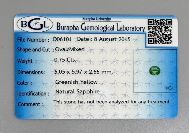 Vivid Lime Green Sapphire Oval 0.75 Ct