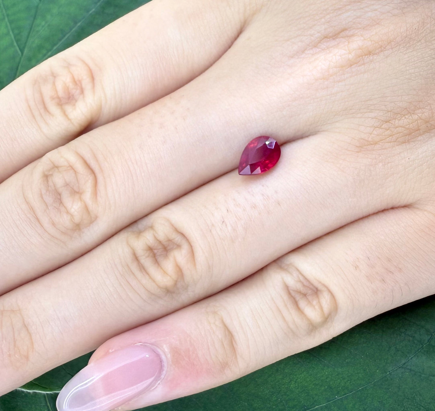 Pinkish Red Ruby Pear 1.26 Ct