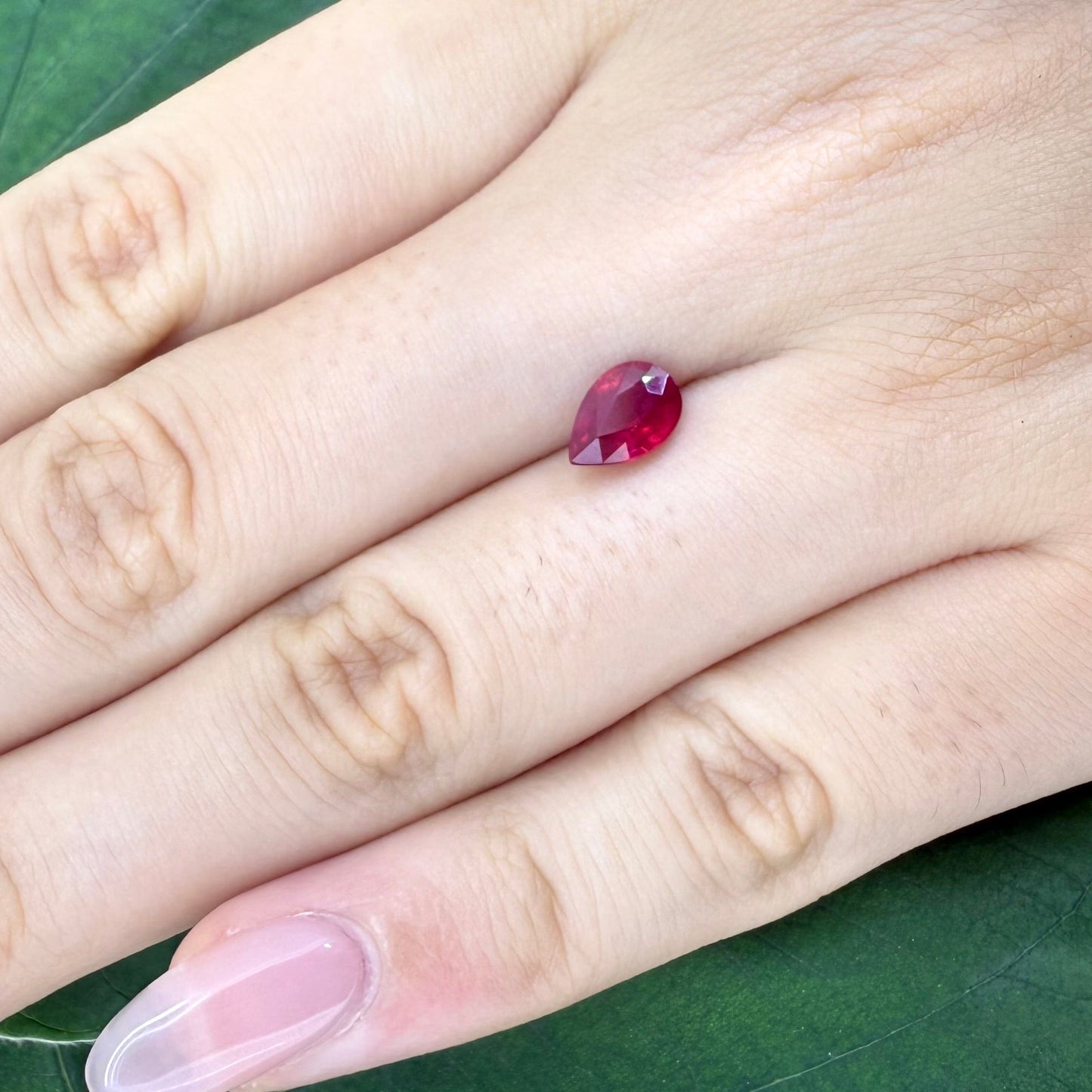 Natural Pinkish Red Ruby gemstone, pear cut