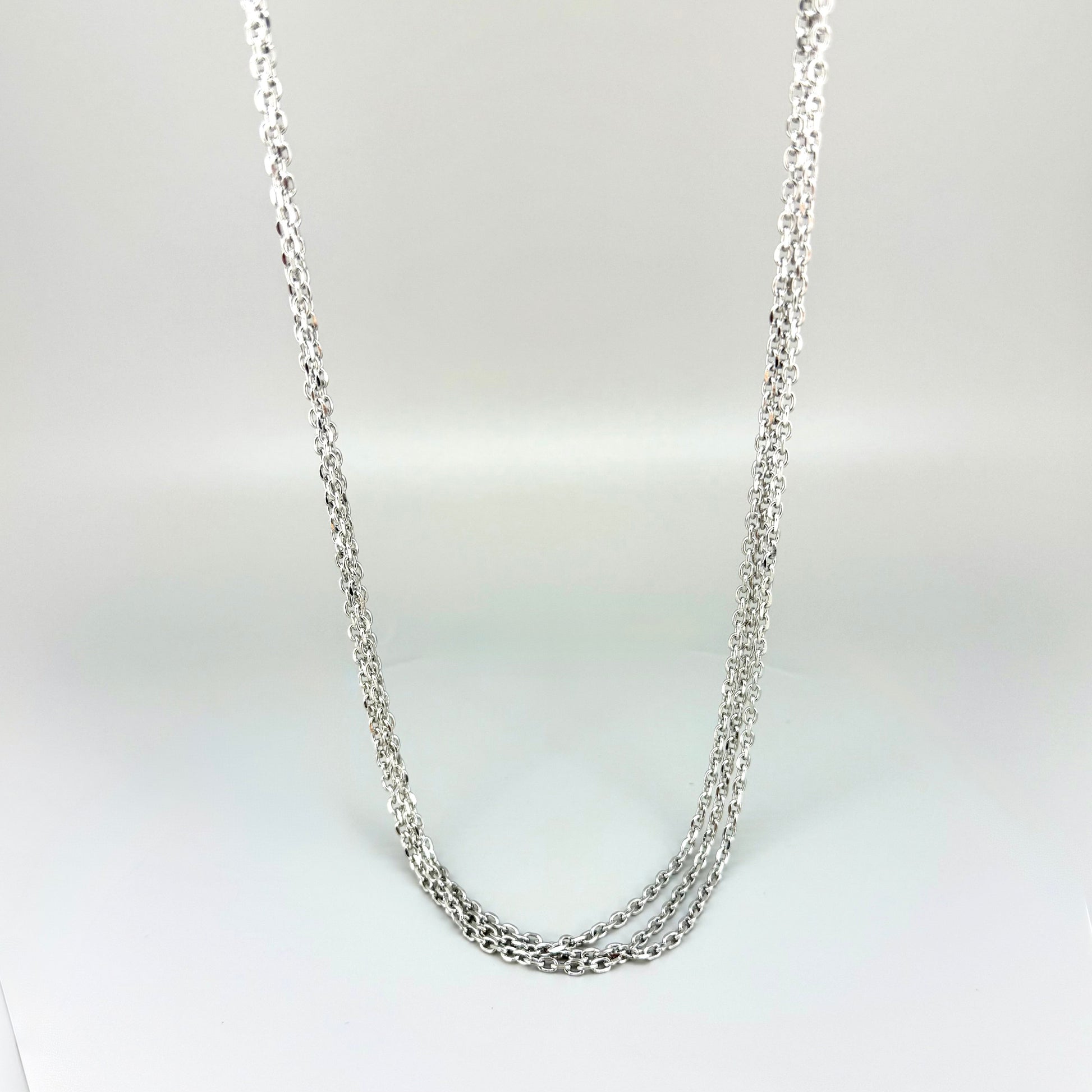 60cm stainless steel chain with polished finish, elegant and durable, ideal for pairing with gemstone pendants.