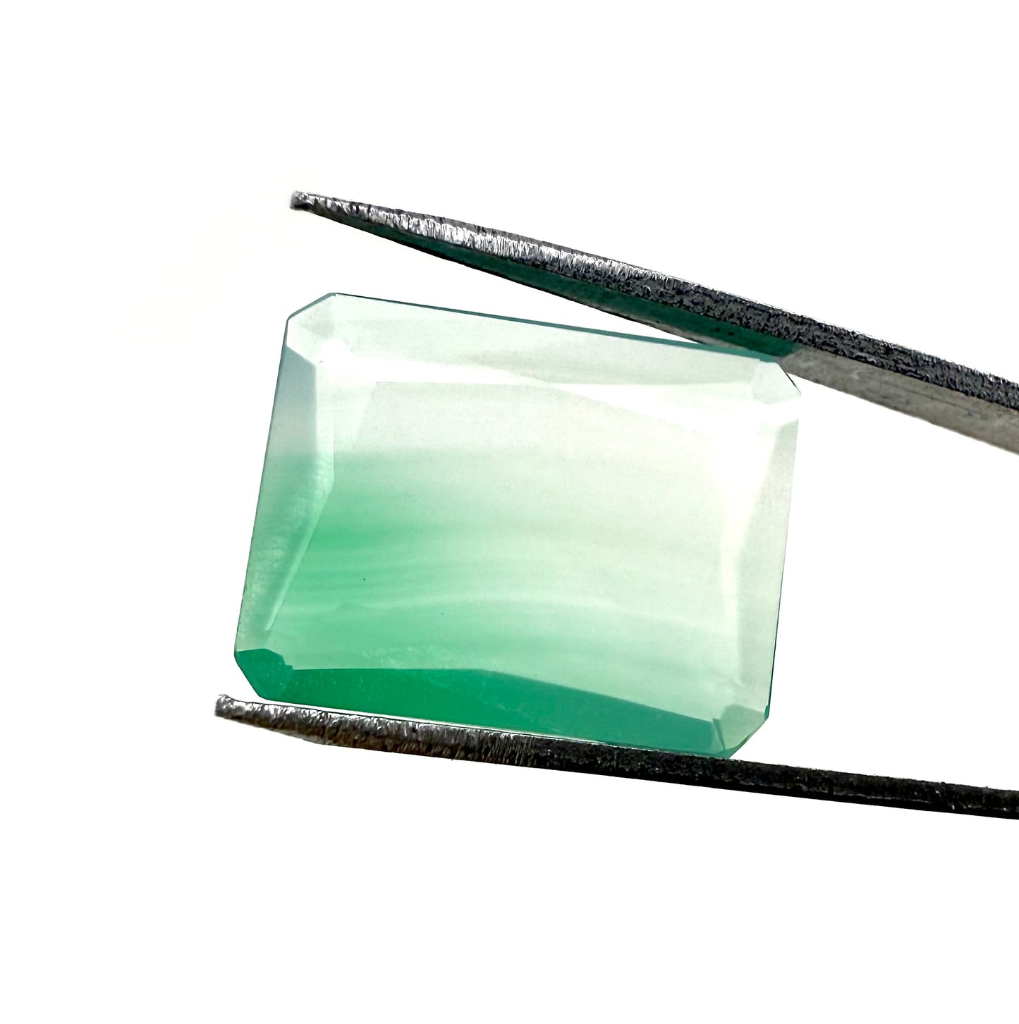 Bi-Color (Green White) Chalcedony Medallion cut 5.21 Ct