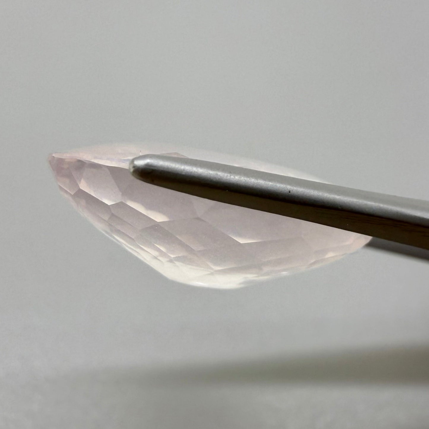 Loose Pale Pink Rose Quartz gemstone, oval shape