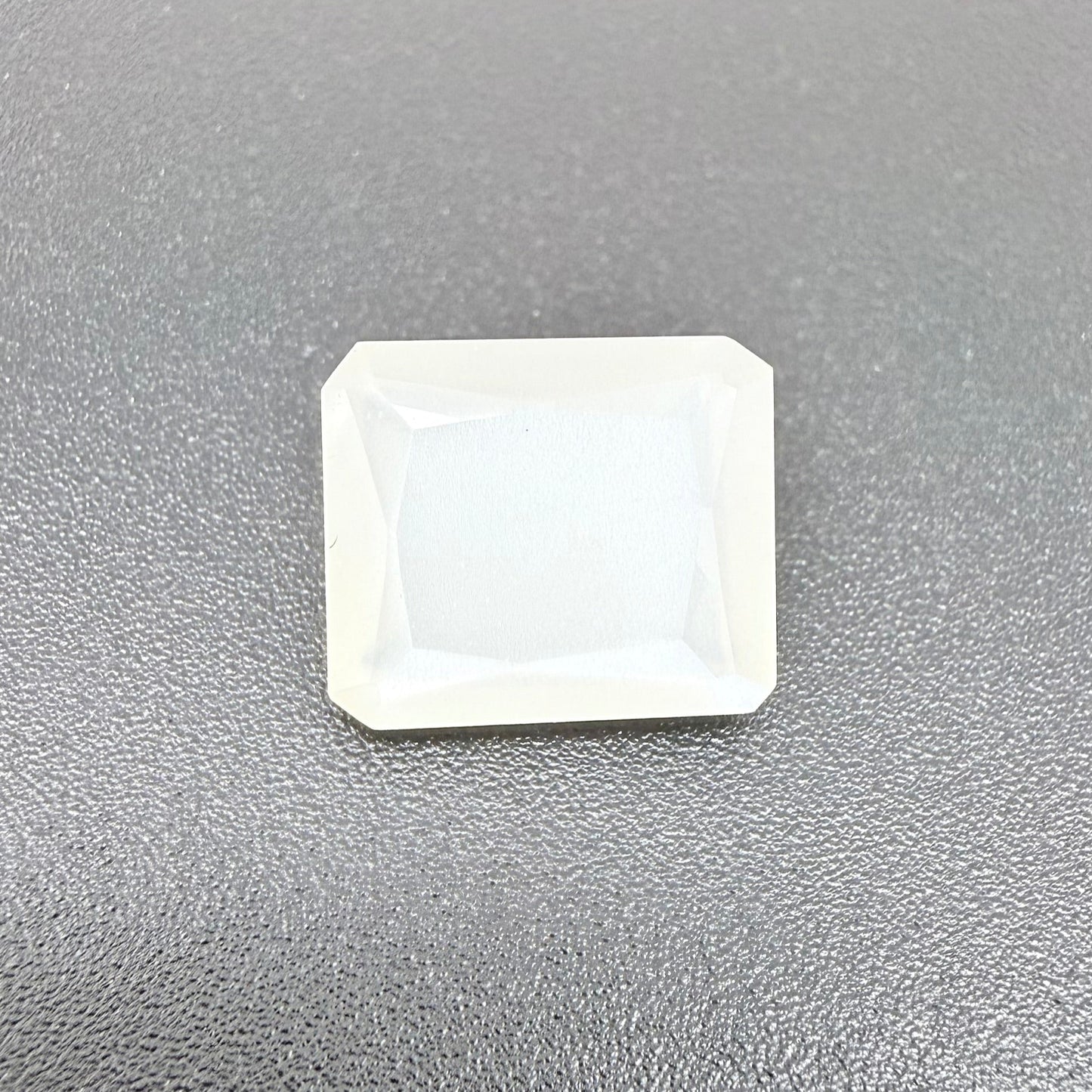 Natural Milky White Moonstone gemstone, emerald cut