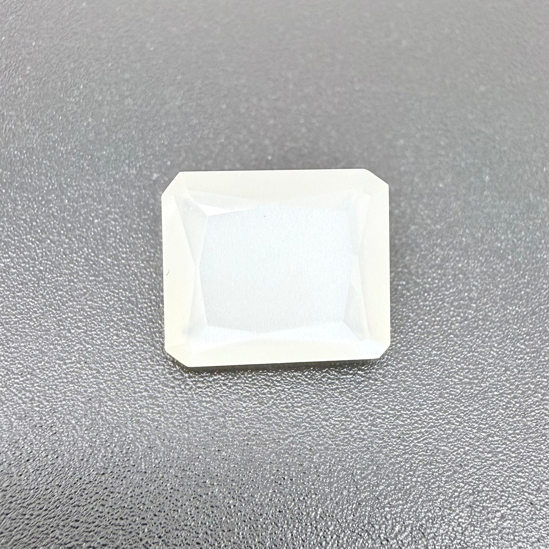 Natural Milky White Moonstone gemstone, emerald cut