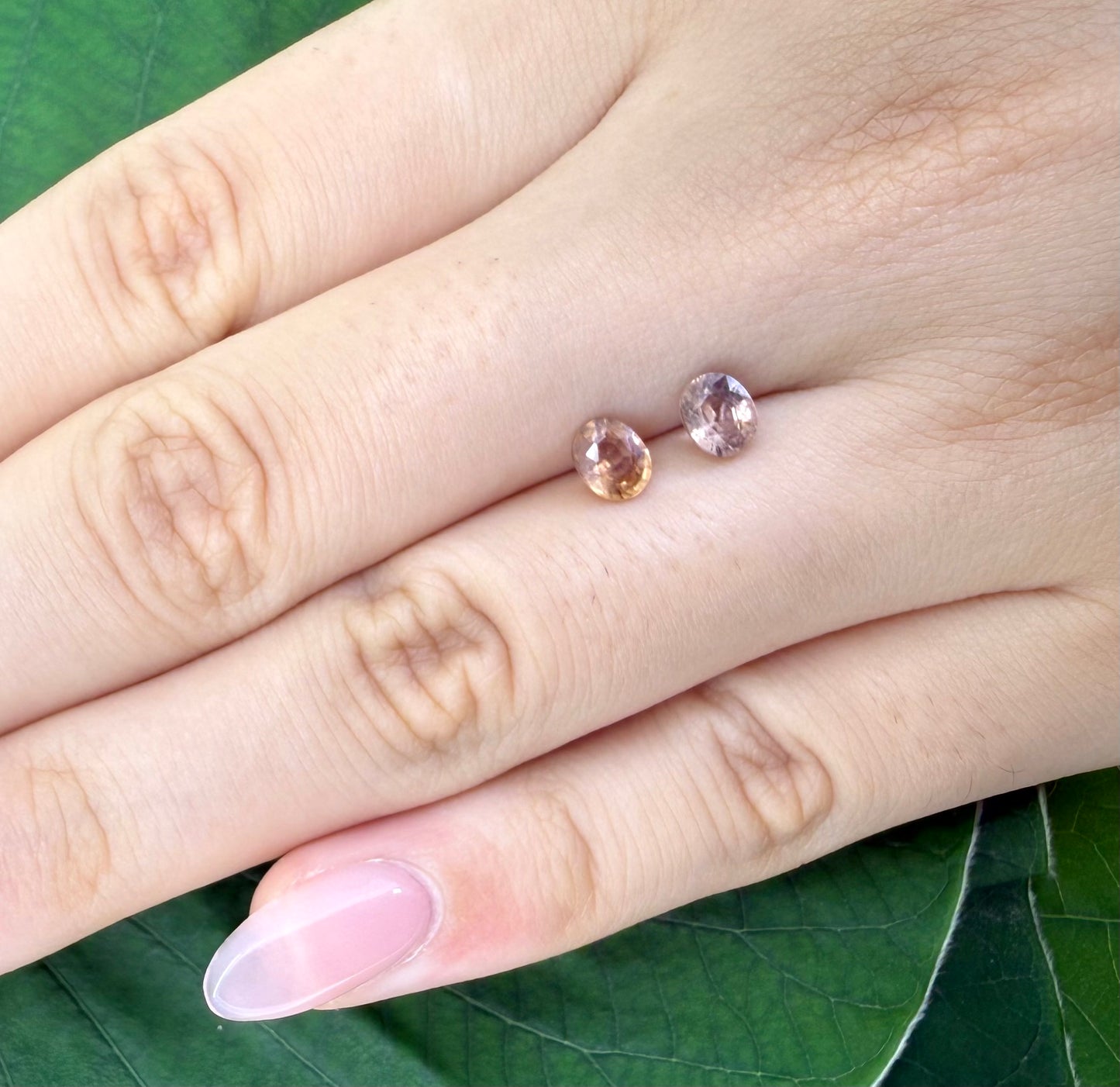 Peach-Pink Zircon Set Oval 1.47 Ct