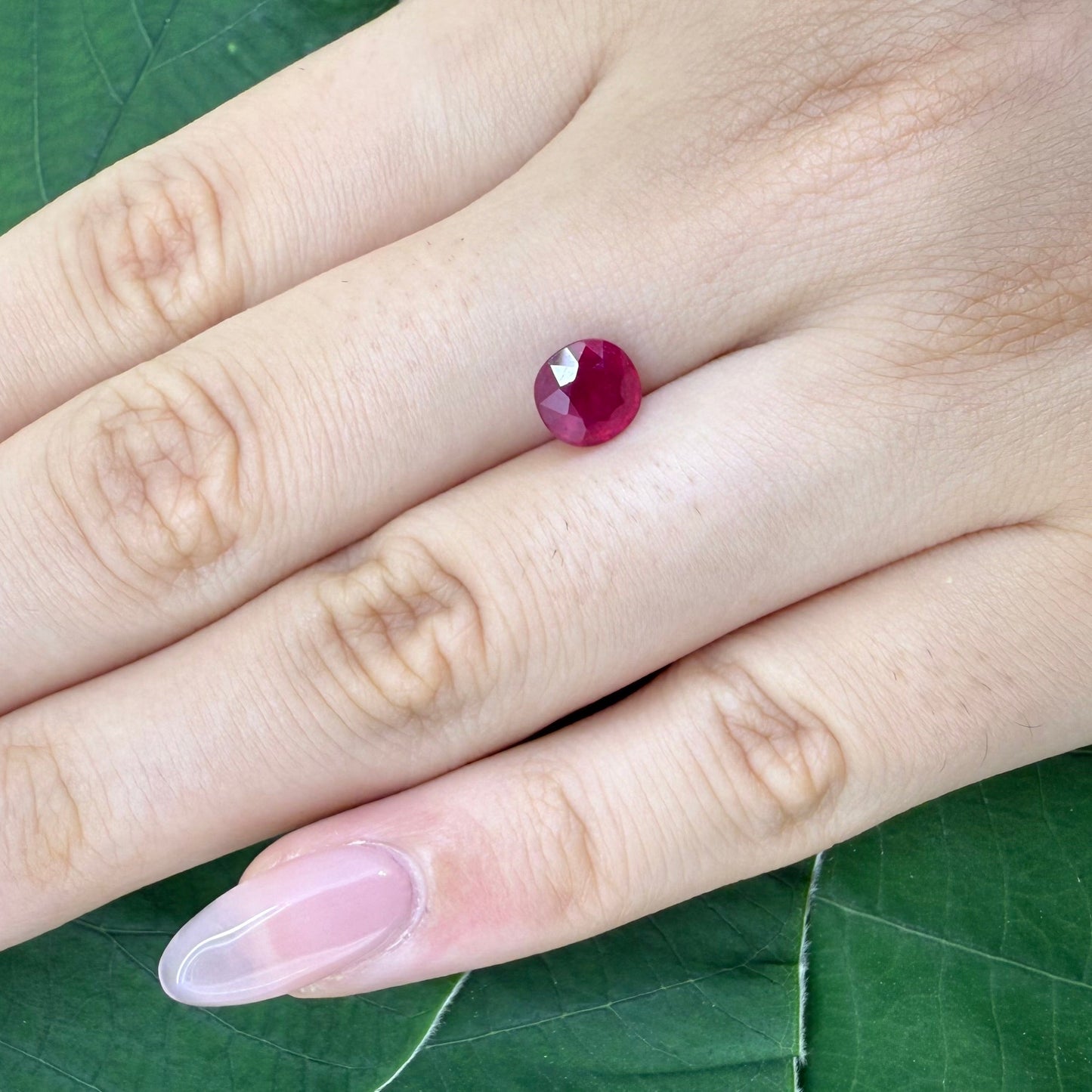 Natural Pinkish Red Ruby gemstone, cushion cut