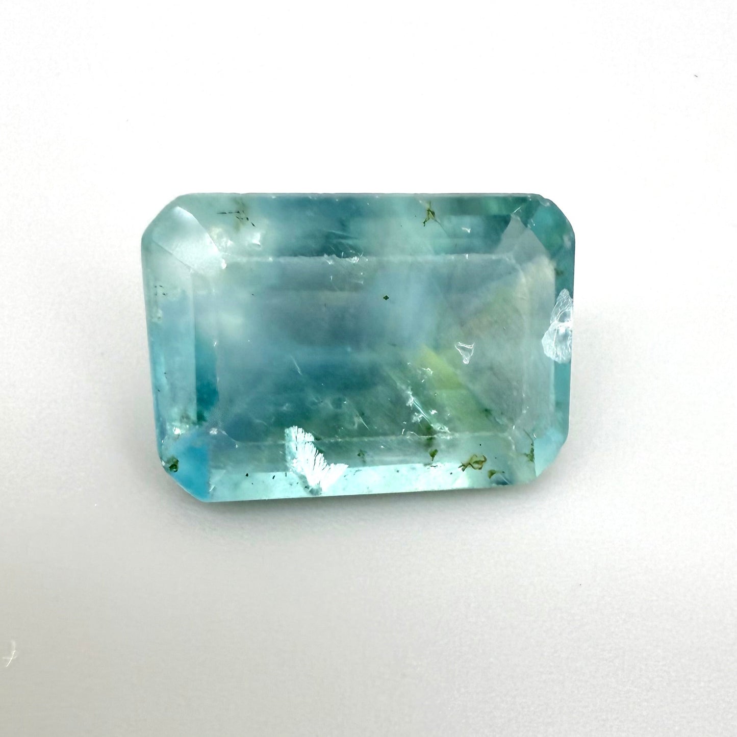 Big Bi-Color (Turquoise Yellow) Fluorite Emerald Cut 16.4 Ct