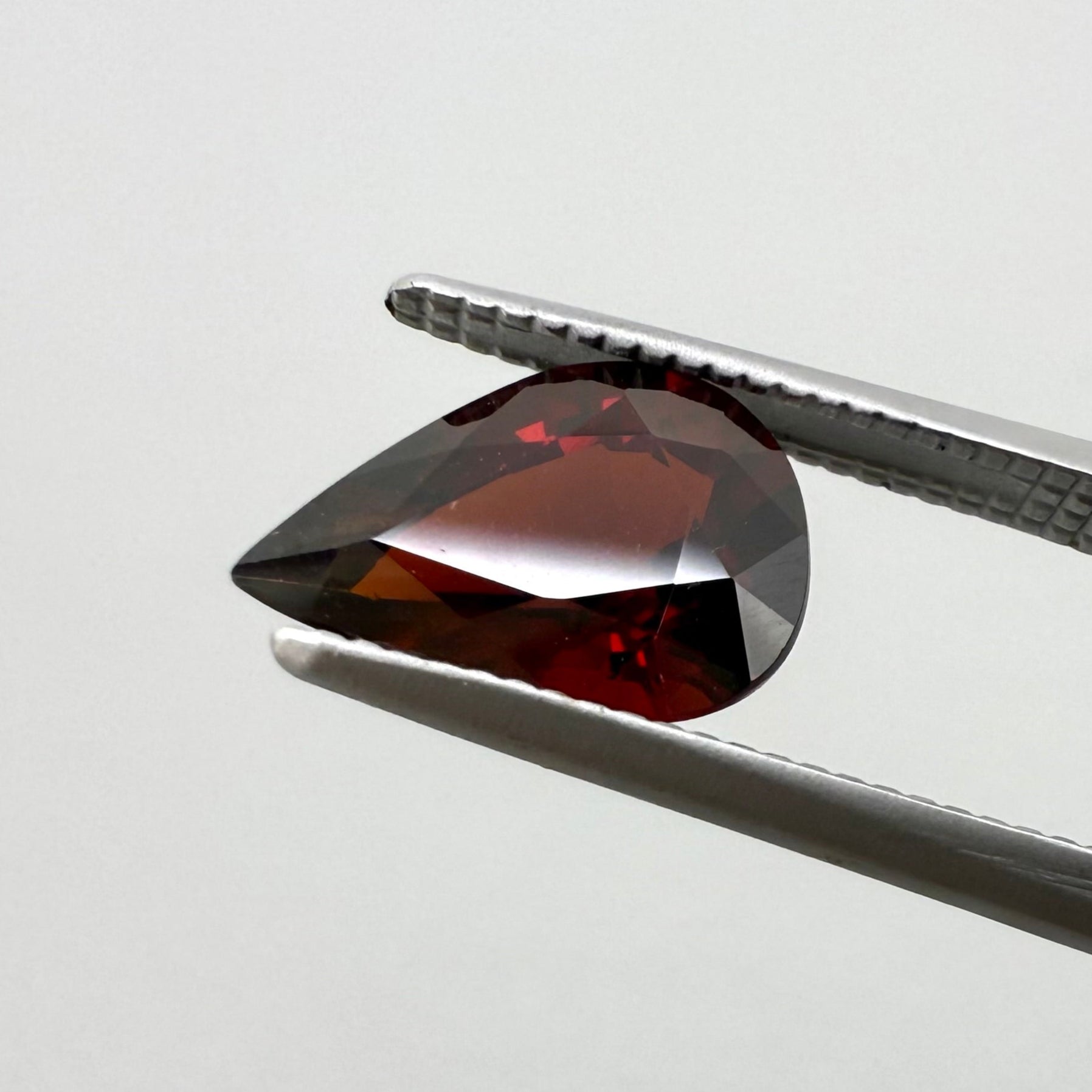 Natural Red Pyrope Garnet gemstone, pear cut