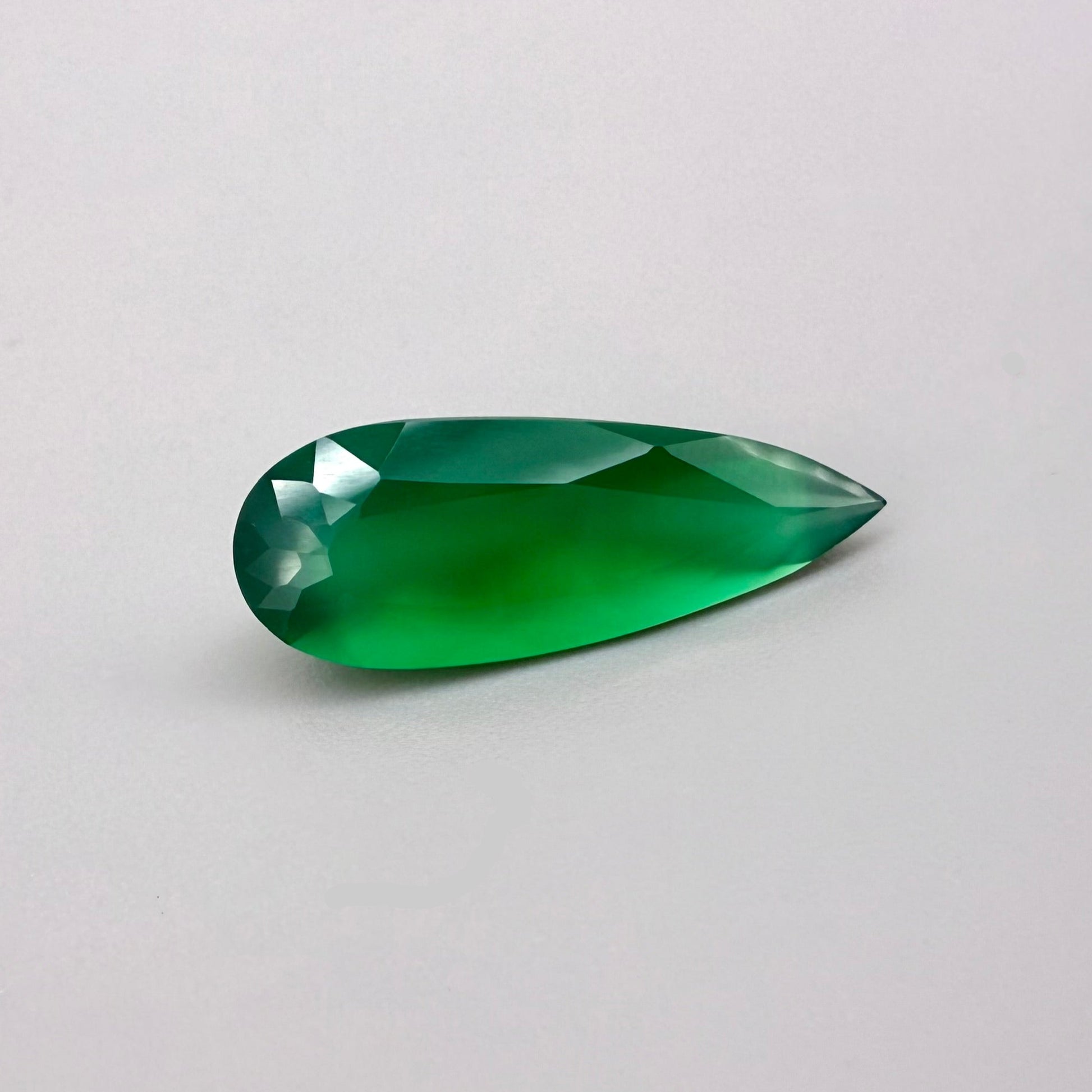 Natural Vibrant Green Chalcedony gemstone, pendeloque cut
