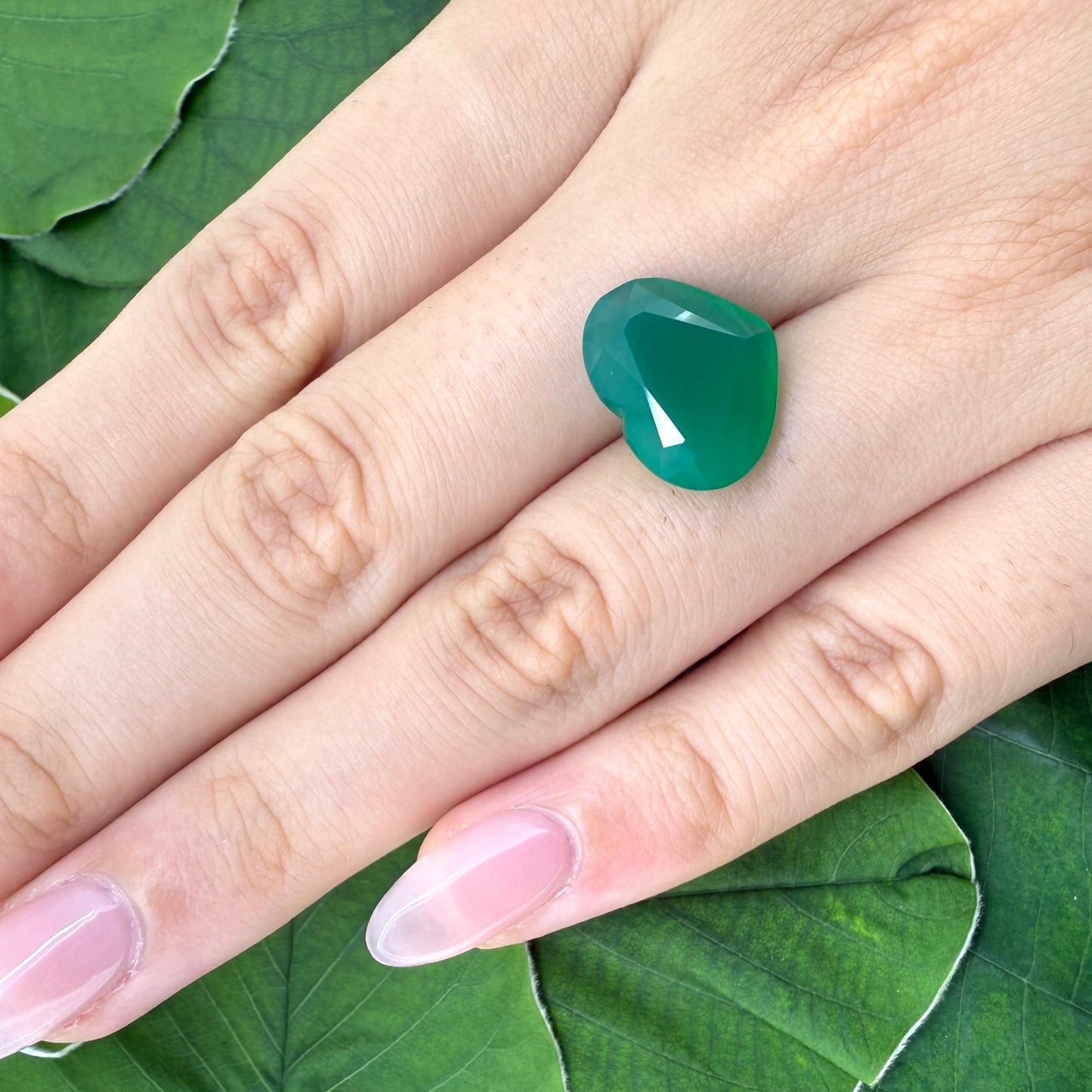 Natural Vibrant Green Chalcedony gemstone, heart cut