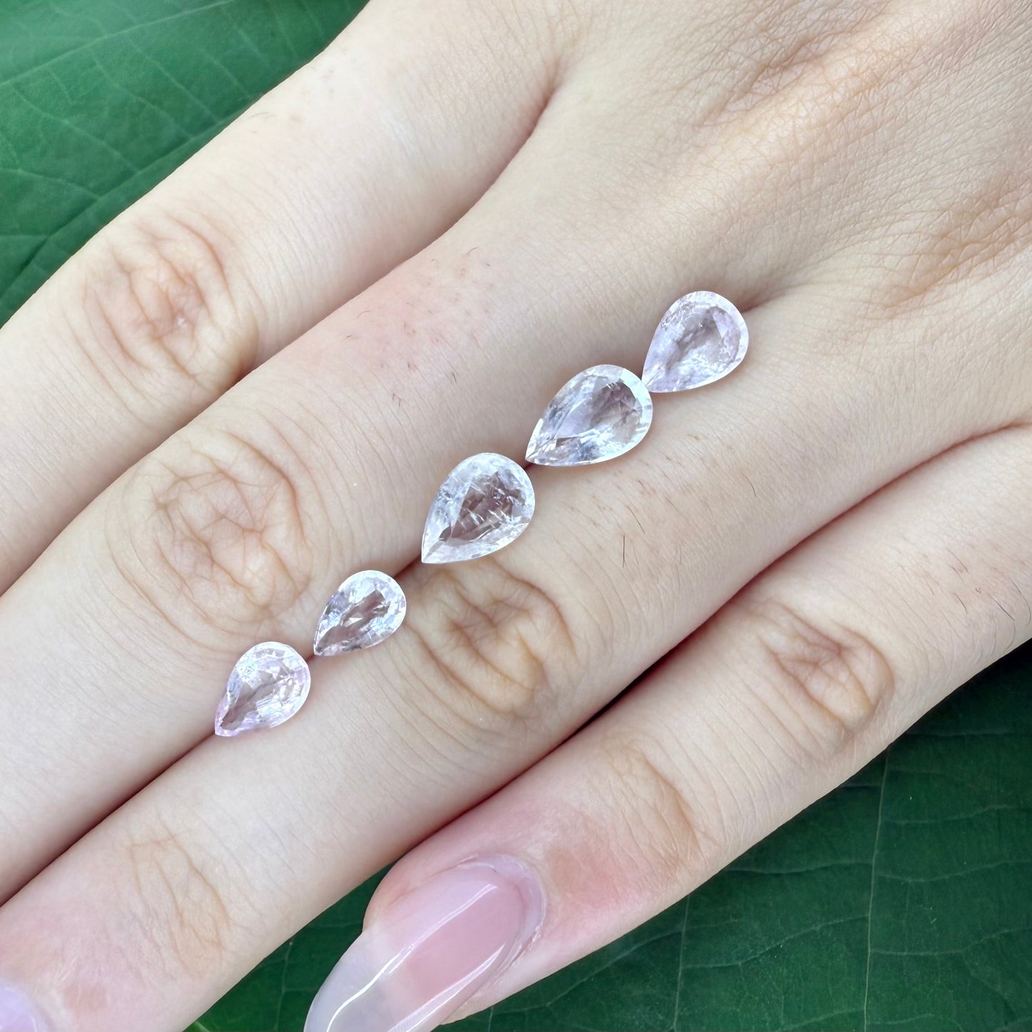 Natural Pale Pink Morganite gemstone lot, pear cut
