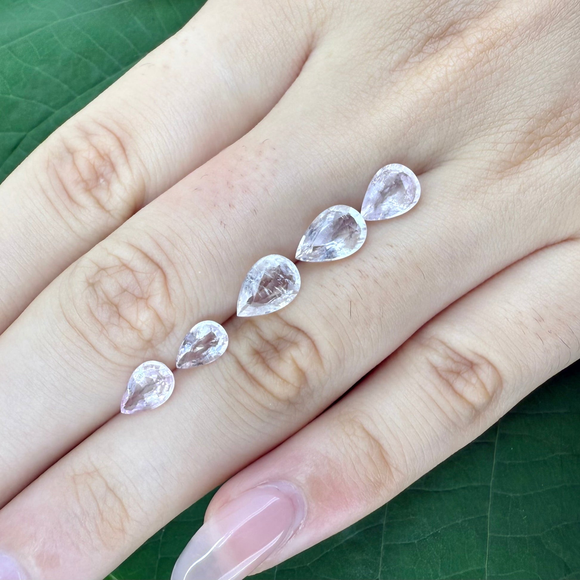 Natural Pale Pink Morganite gemstone lot, pear cut