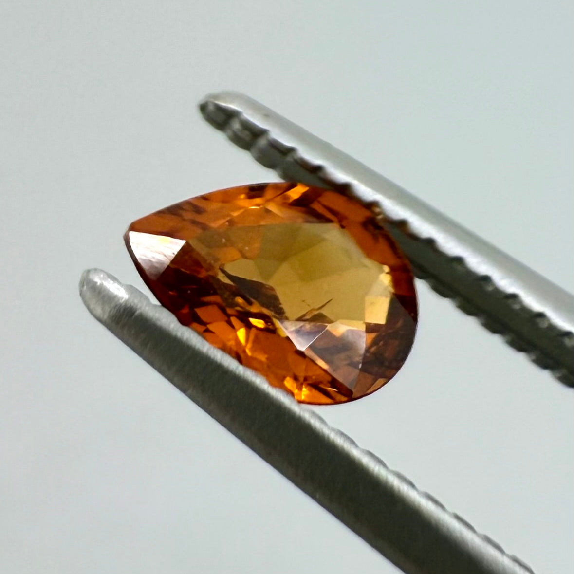 Natural Rusty Orange Hessonite gemstone, pear cut