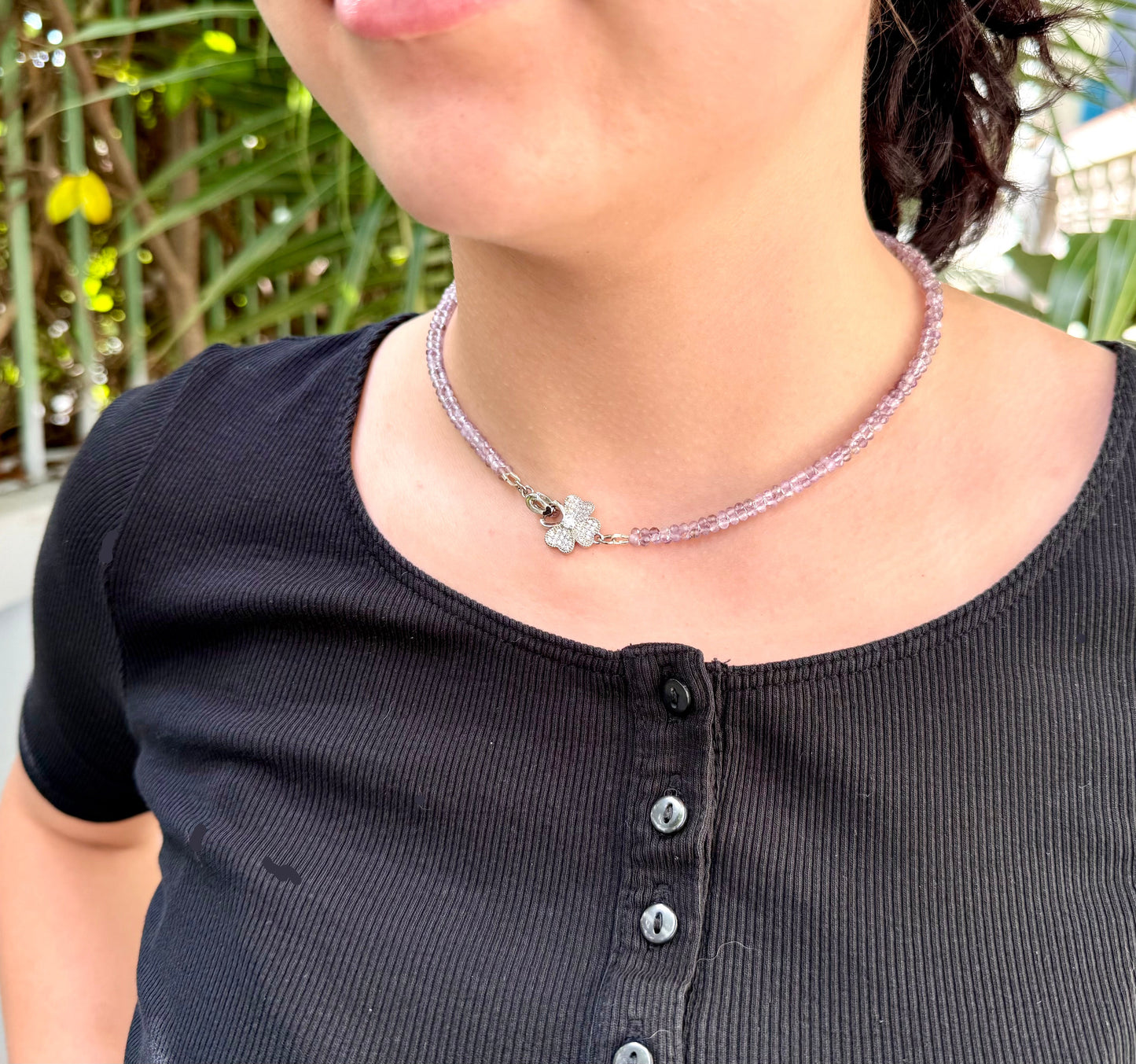 Fine Amethyst gemstone bead necklace