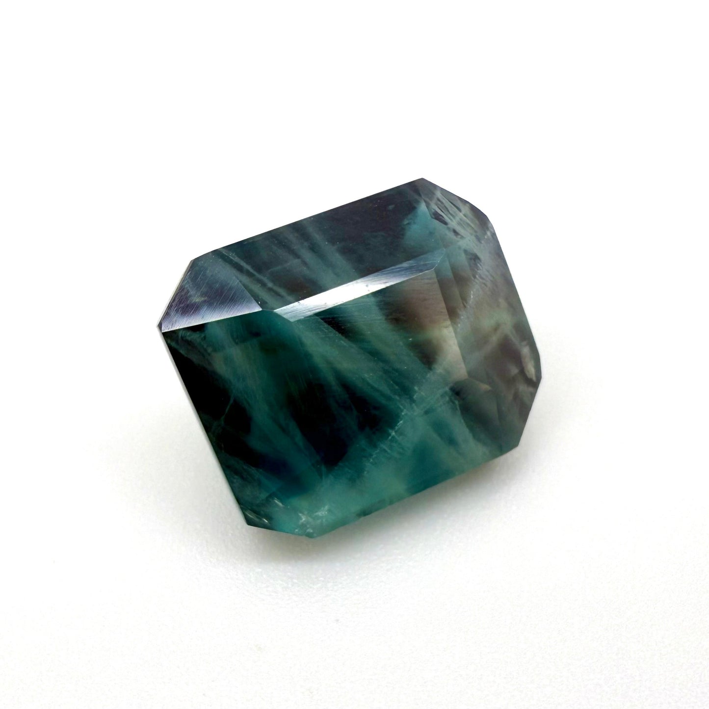 Huge Bi-Color (Turquoise Hues, Blue) Fluorite Emerald Cut 45.96 Ct