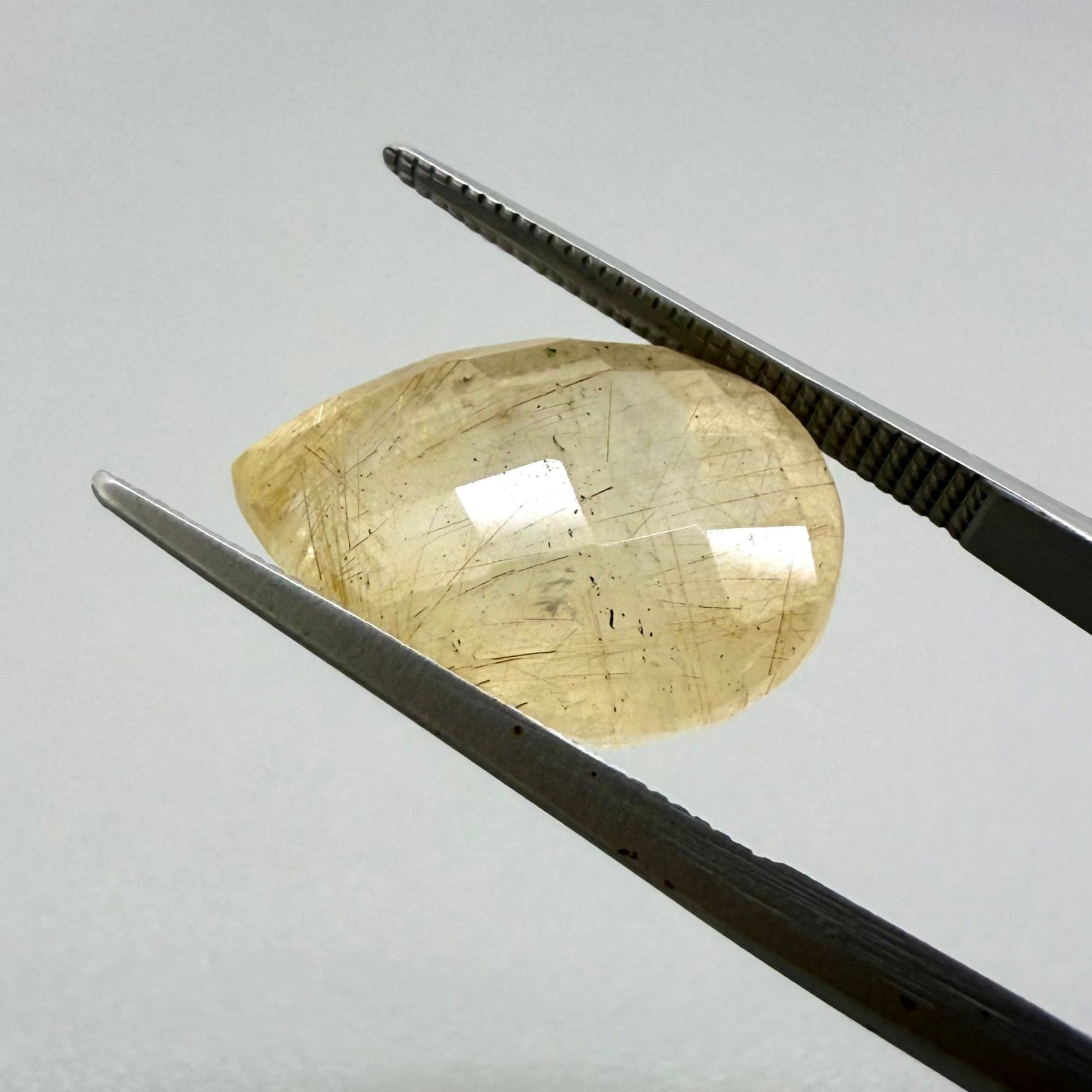 Natural Sand Gold Clear Rutilated Quartz gemstone, pear cut