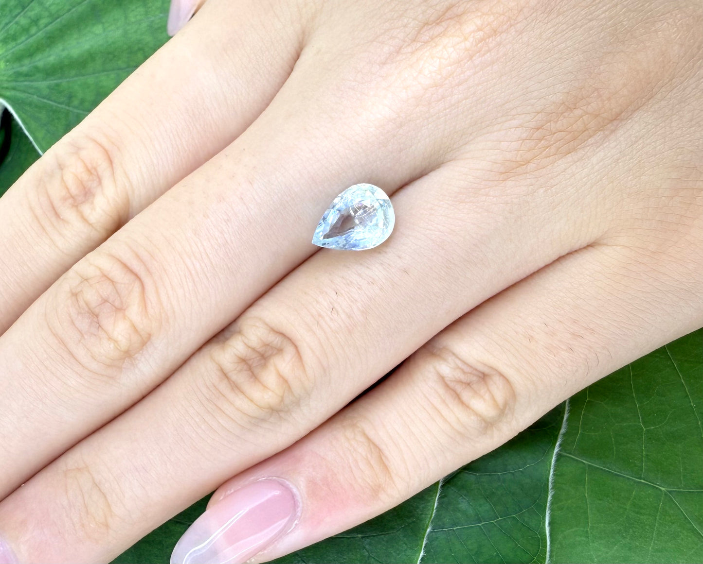 Tri-Color (Blue Yellow White) Aquamarine Pear 1.62 Ct