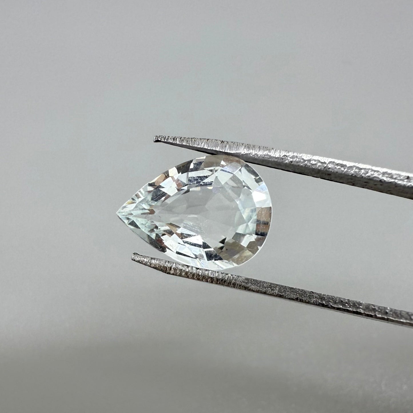 Very Pale Blue Aquamarine (almost White) Pear 1.81 Cts
